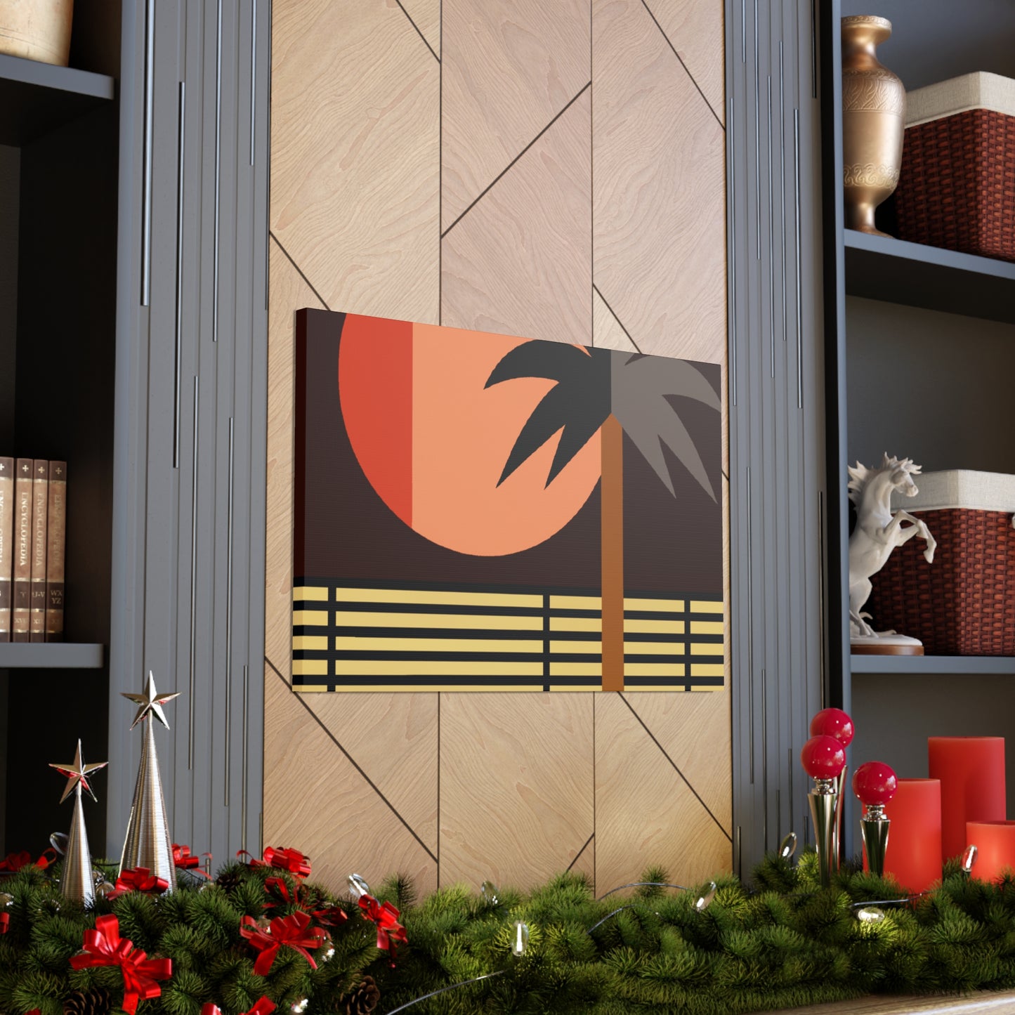 Moonlit Palm- Midcentury Canvas