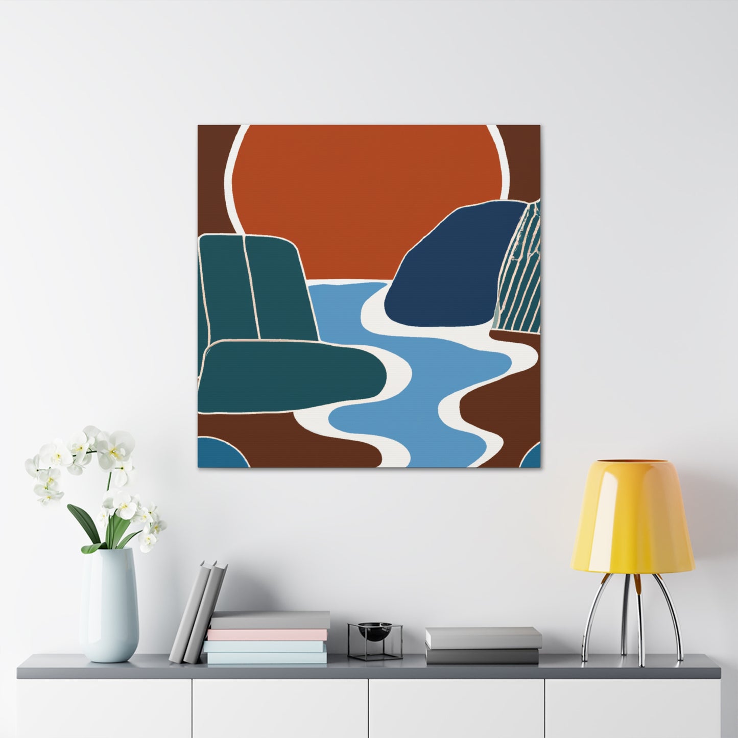 Vivid Hexagon- Midcentury - Canvas