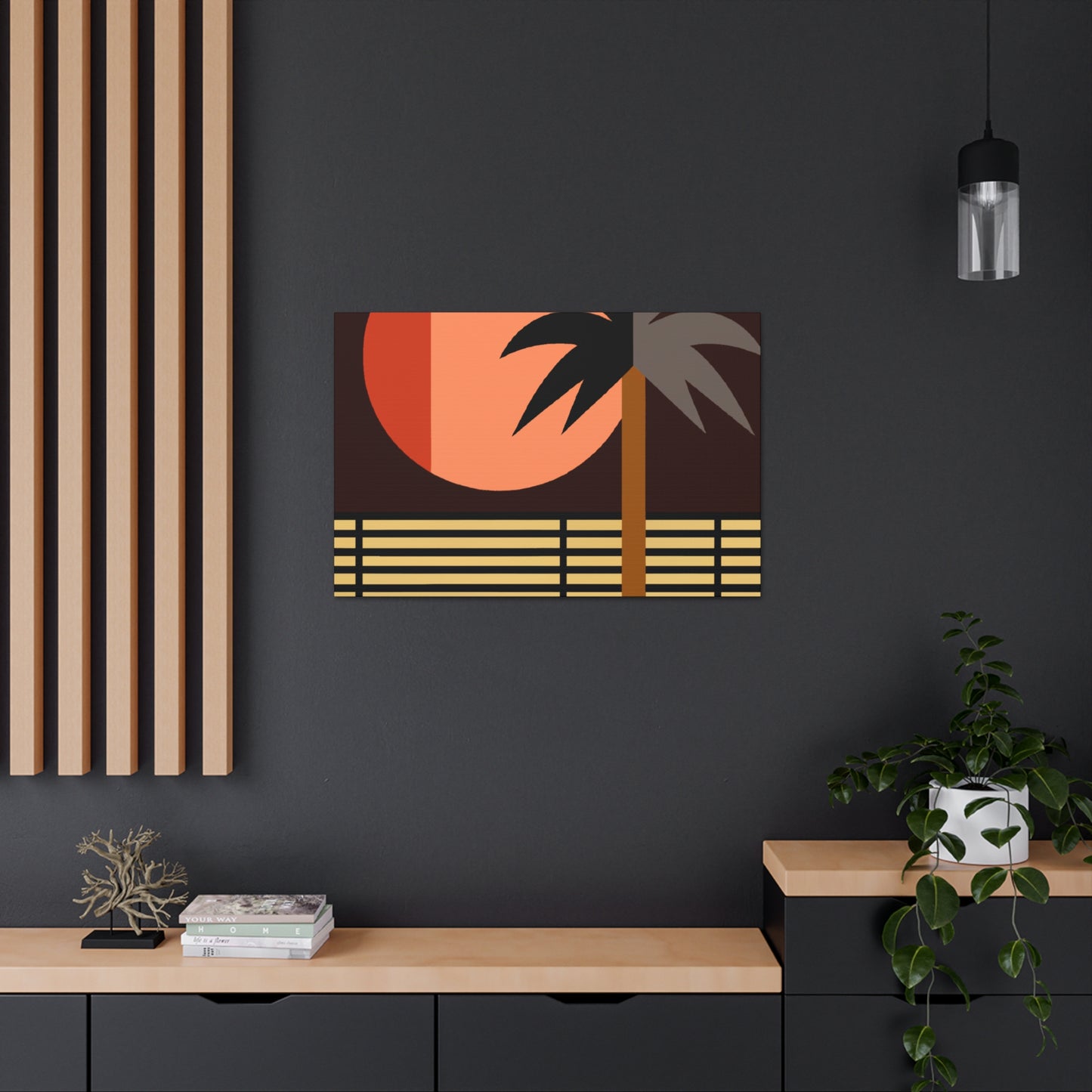 Moonlit Palm- Midcentury Canvas