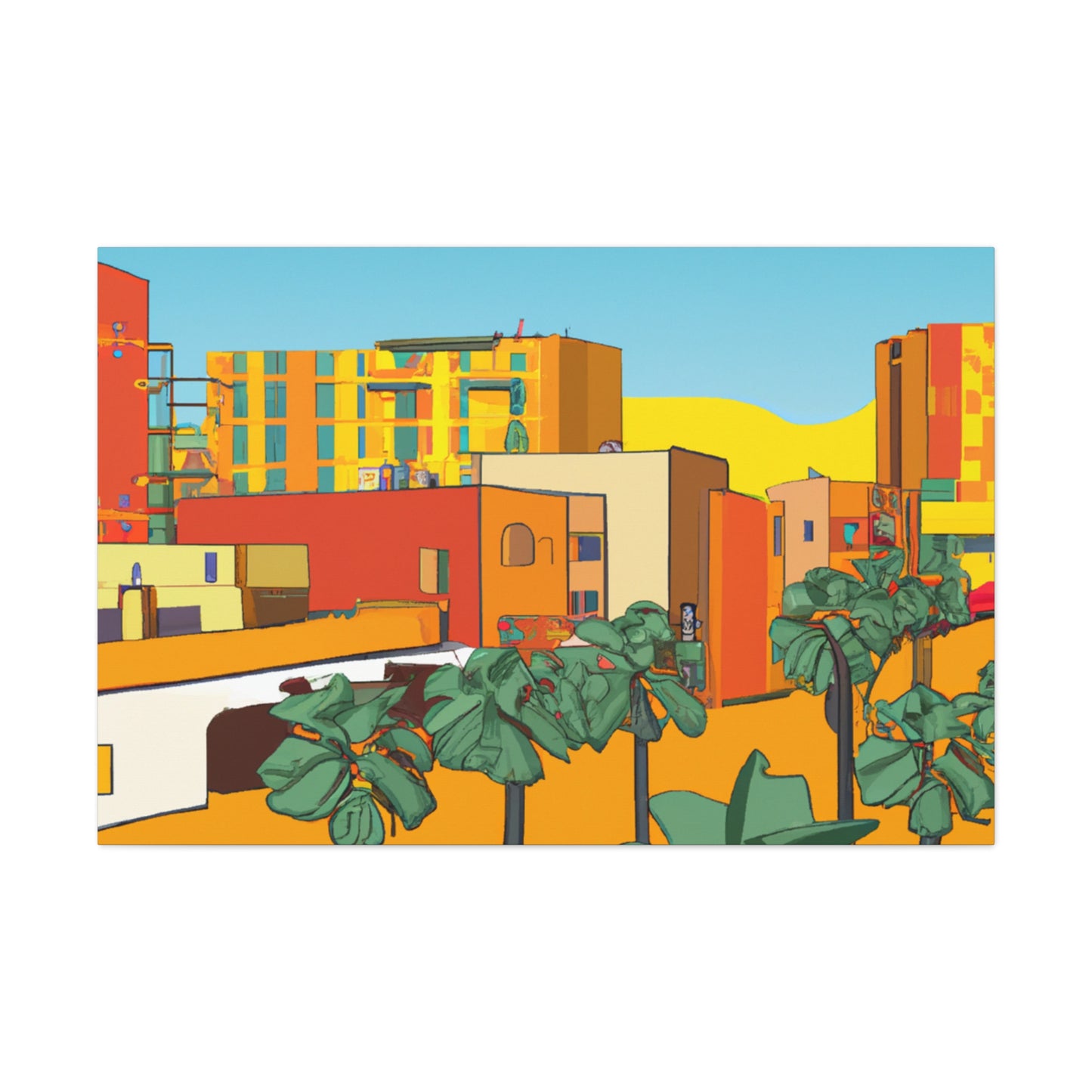 Orange Road Oasis - Architectural - Canvas