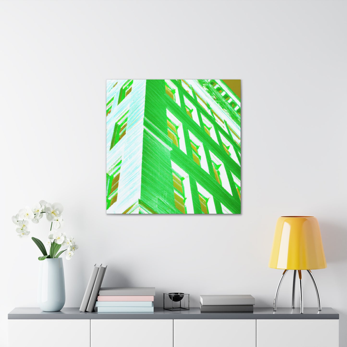 Neon Skyscraper - Architectural Canvas Pop Art