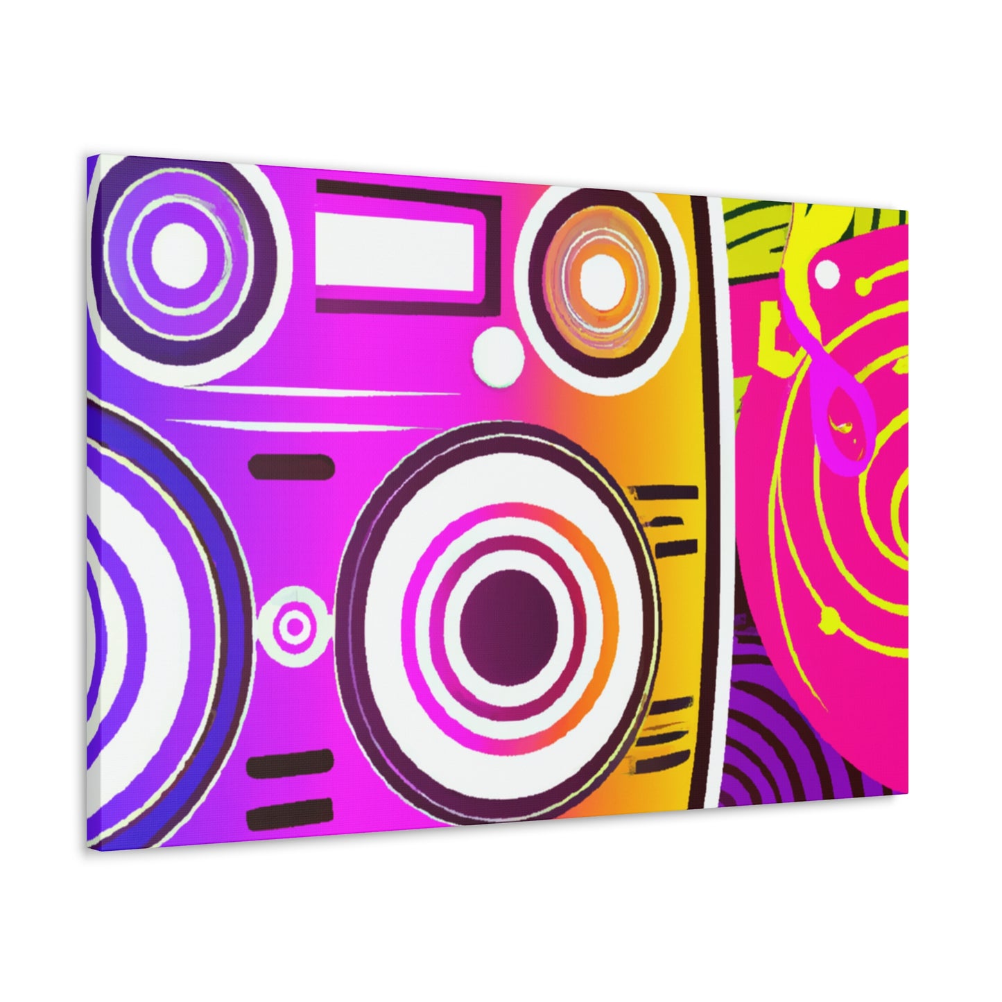 Neon Boombox -Retro Music and Film Canvas