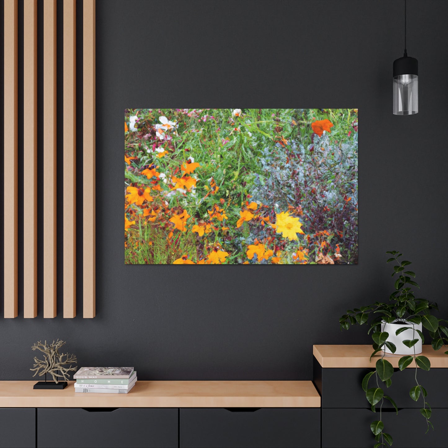 Garden Buzz; A Swarm of Colorful Blooms. - Floral Canvas