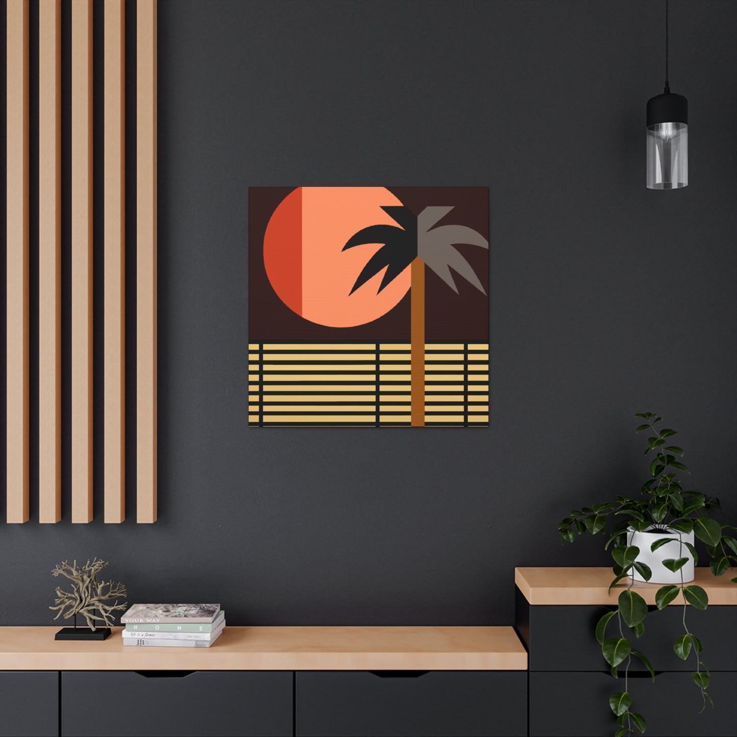 Moonlit Palm- Midcentury Canvas