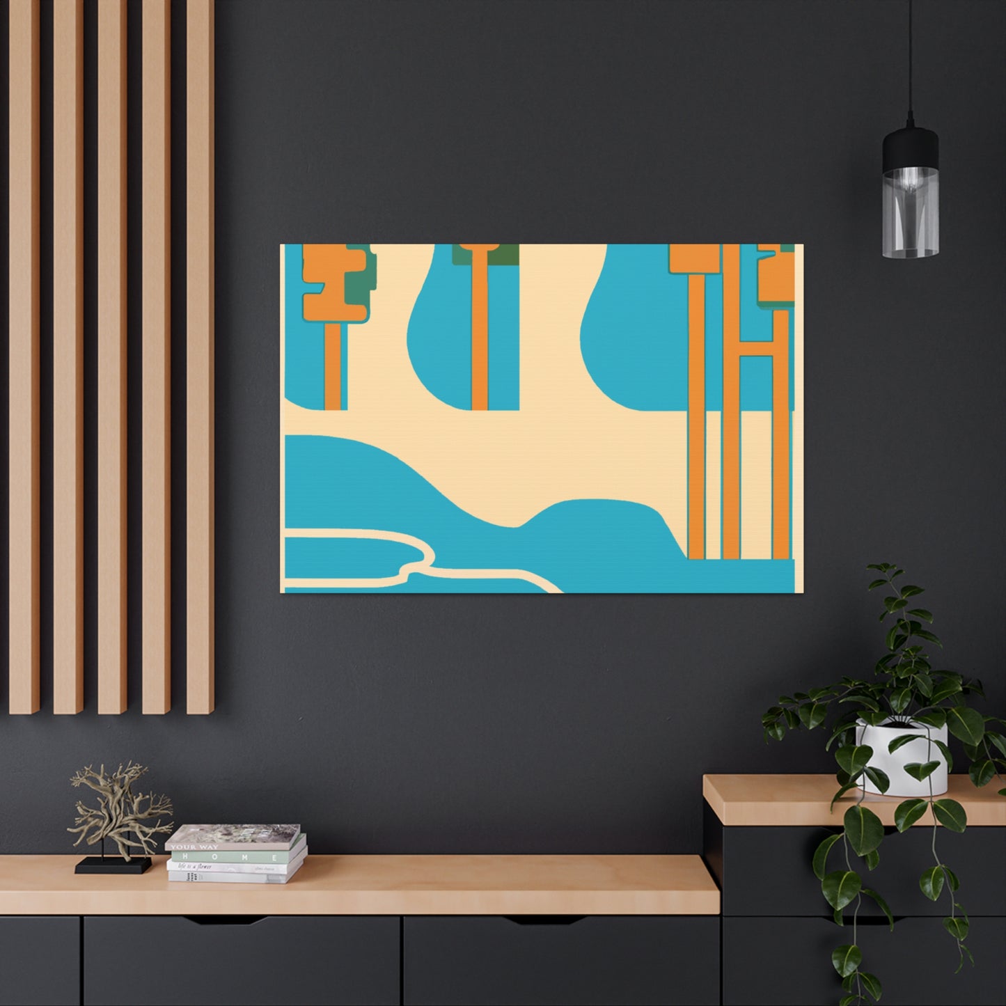 Temple River - Midcentury Canvas