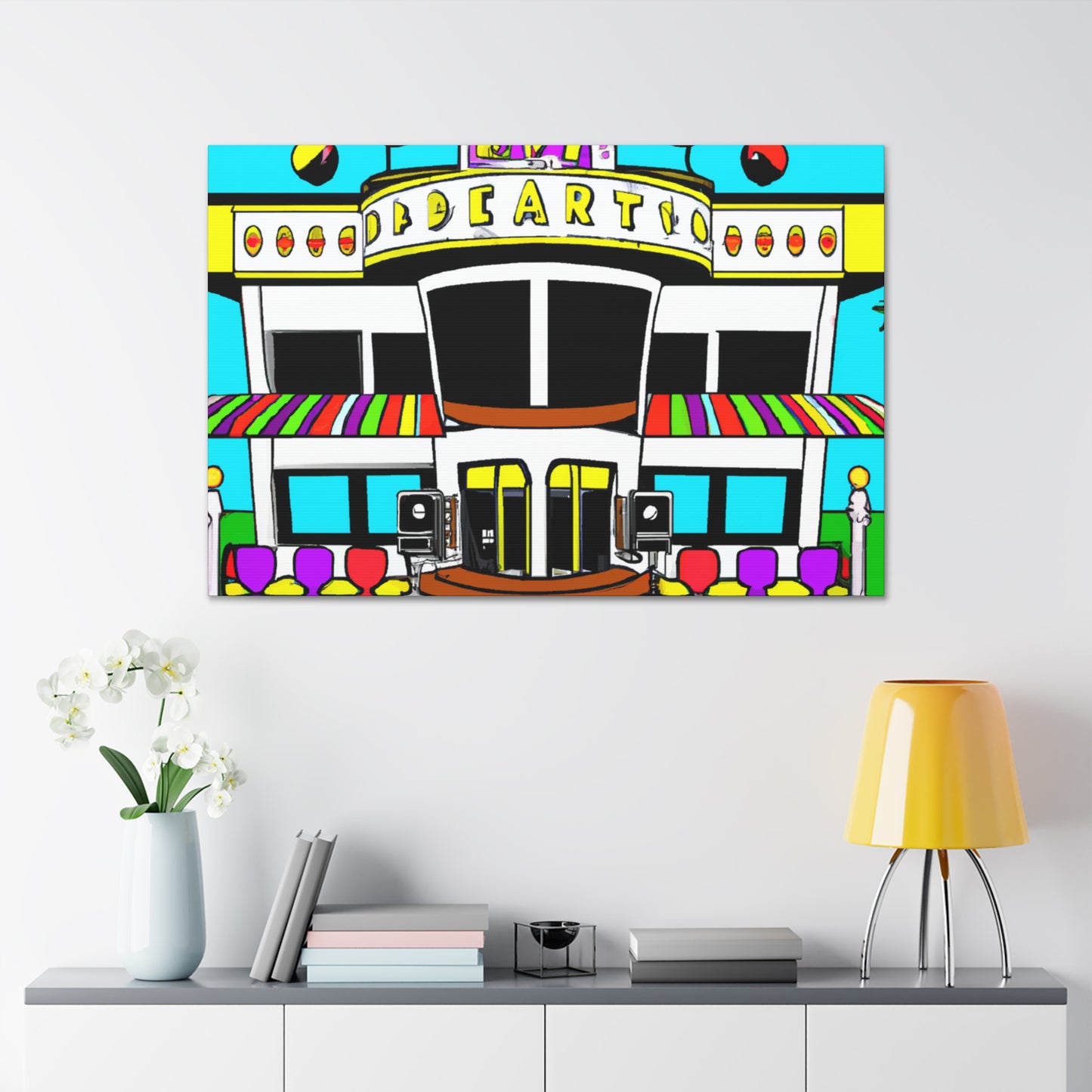 Rock-A-Boogie Drive-In Dance Hall - Architectural Canvas Pop Art