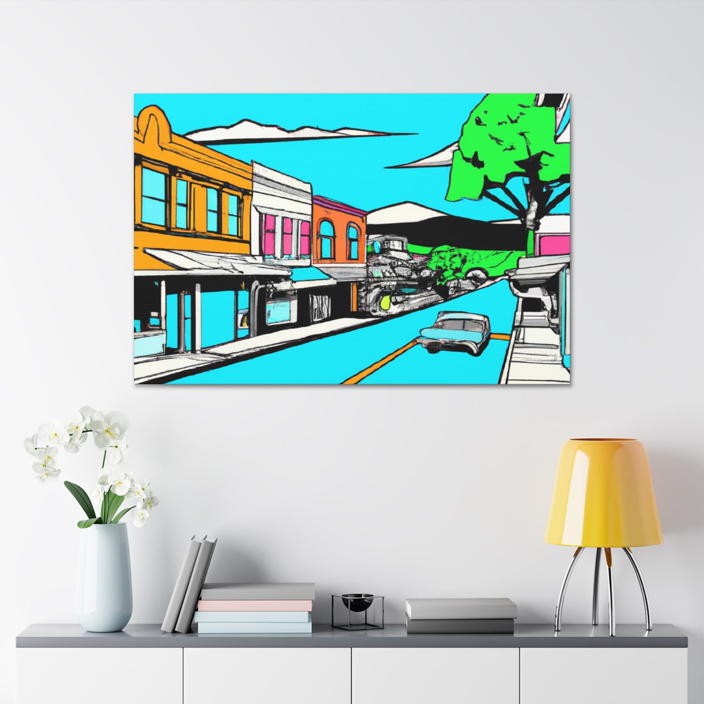Aqua Western Lane - Architectural Canvas Pop Art