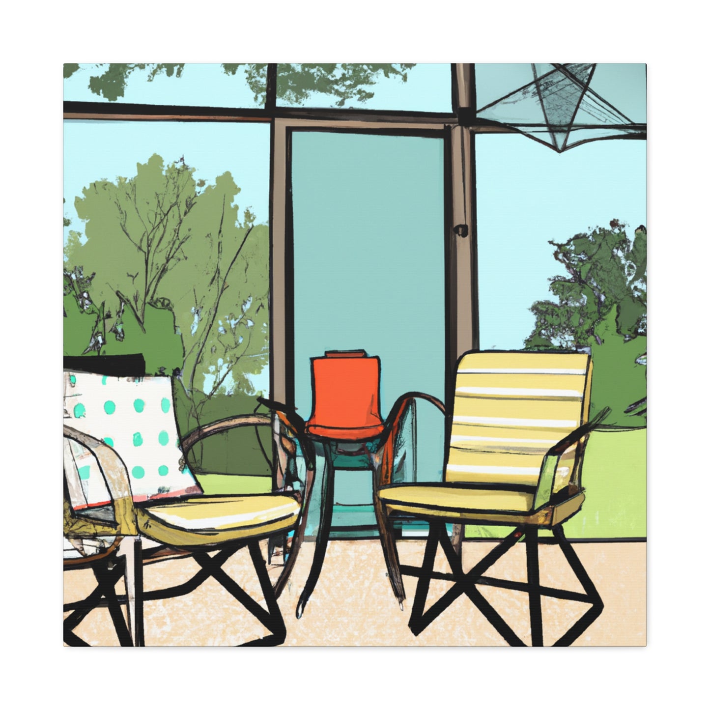 Vibrant Seagull- Midcentury - Canvas