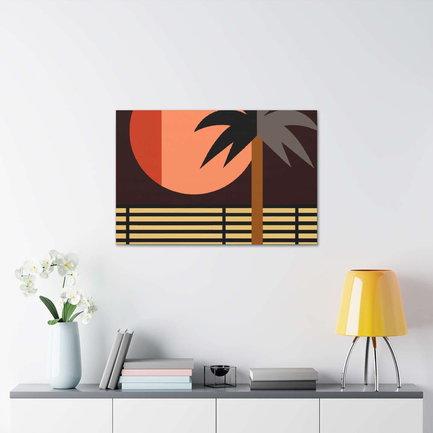 Moonlit Palm- Midcentury Canvas