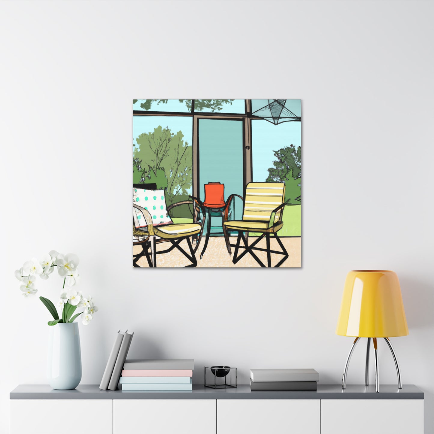 Vibrant Seagull- Midcentury - Canvas