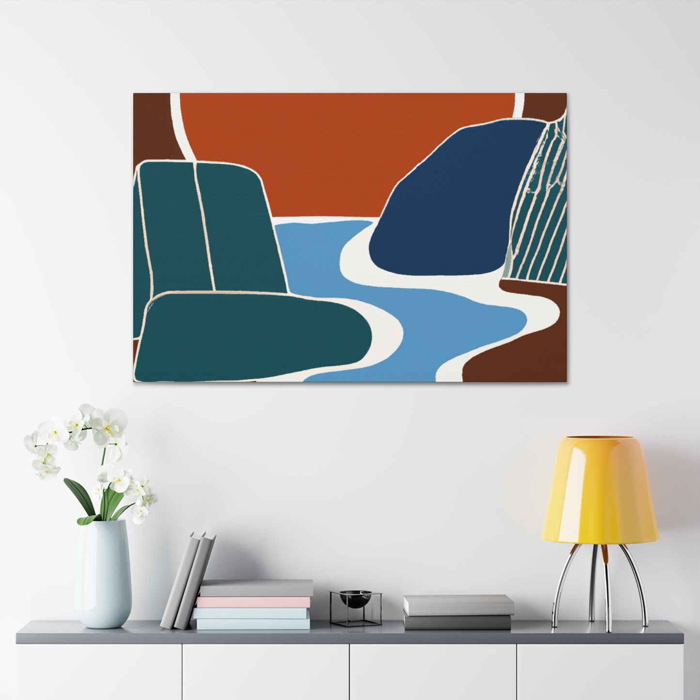 Vivid Hexagon- Midcentury - Canvas