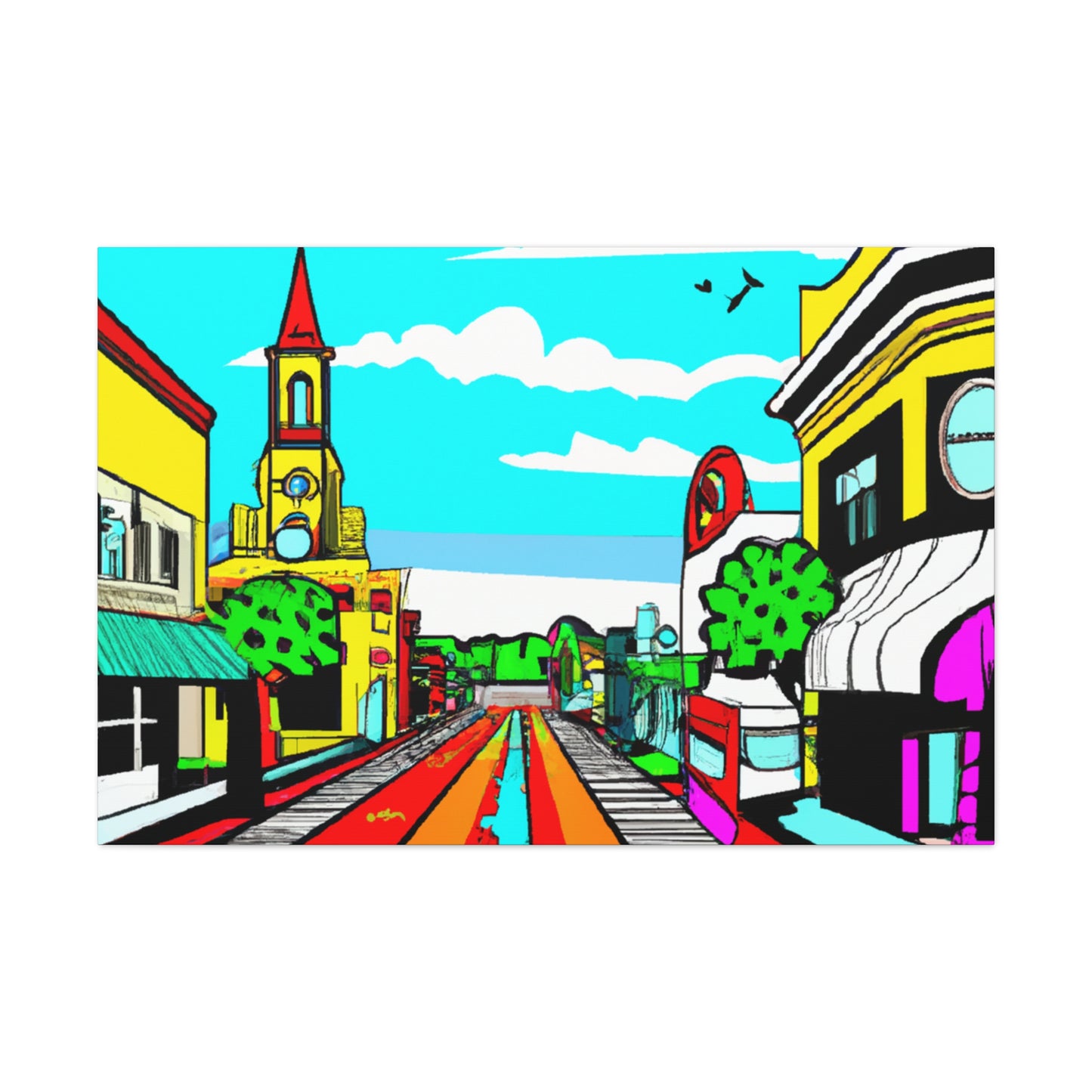 Steeple Road - Architectural Canvas Pop Art