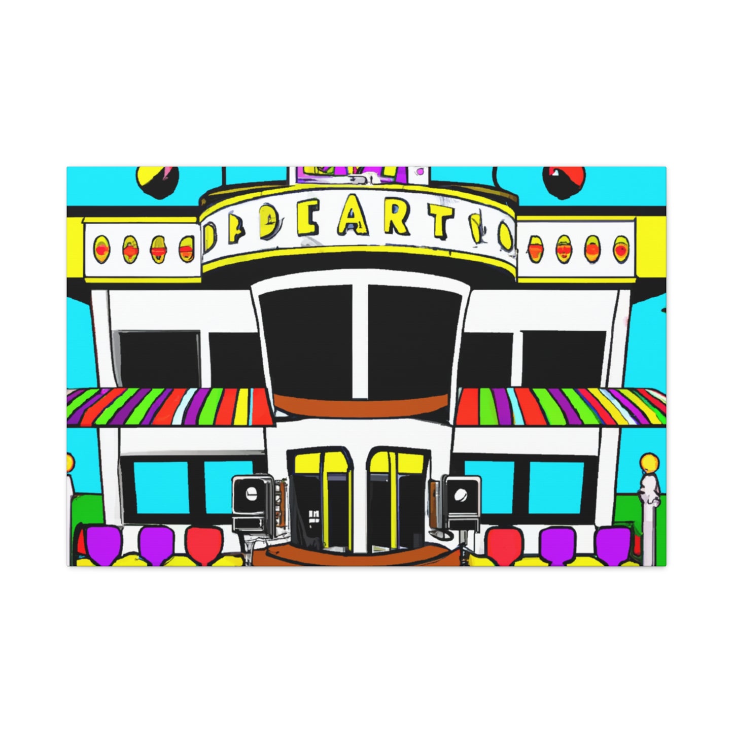 Rock-A-Boogie Drive-In Dance Hall - Architectural Canvas Pop Art