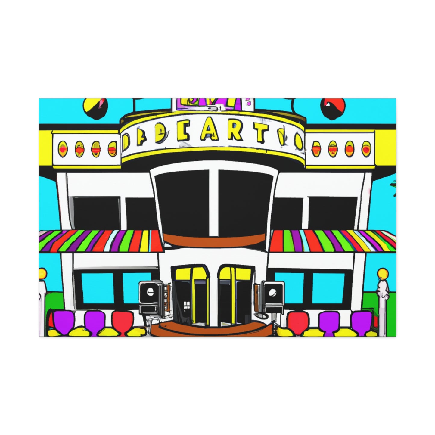 Rock-A-Boogie Drive-In Dance Hall - Architectural Canvas Pop Art