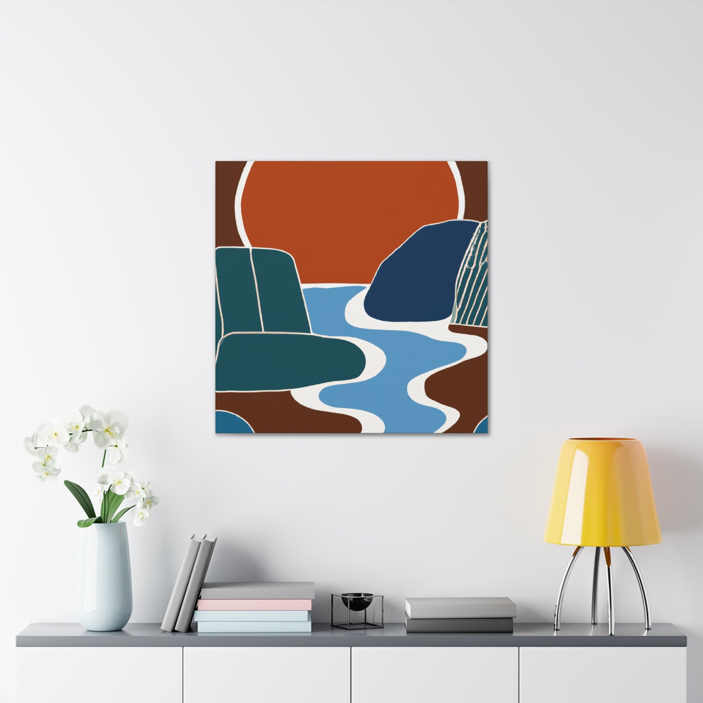 Vivid Hexagon- Midcentury - Canvas