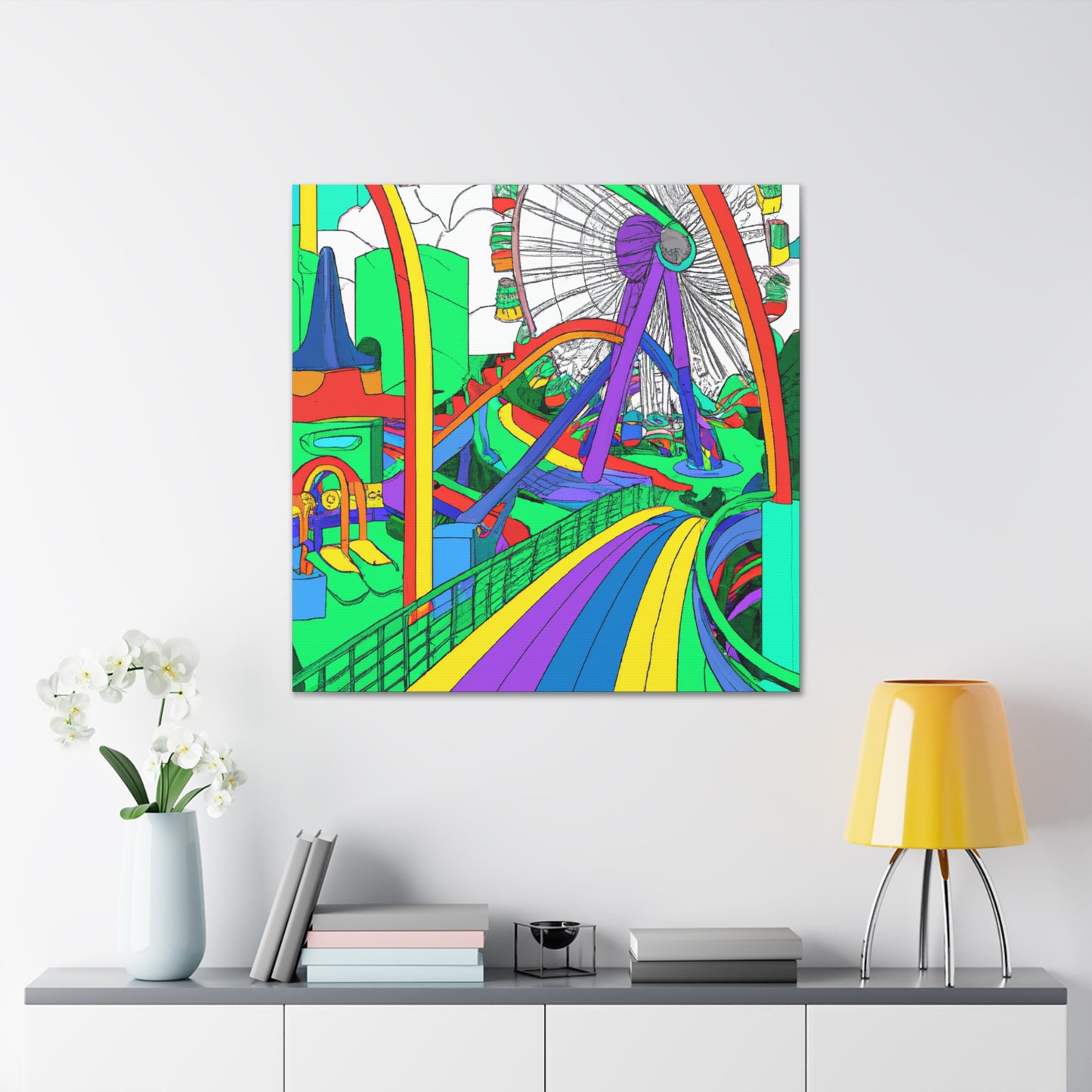 Ferris Paradise - Landscape - Amusement - Canvas