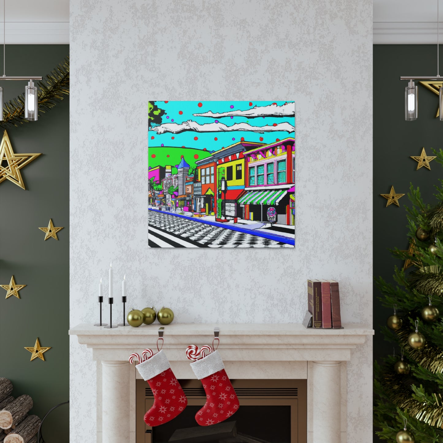 Holiday Street - Architectural Canvas Pop Art
