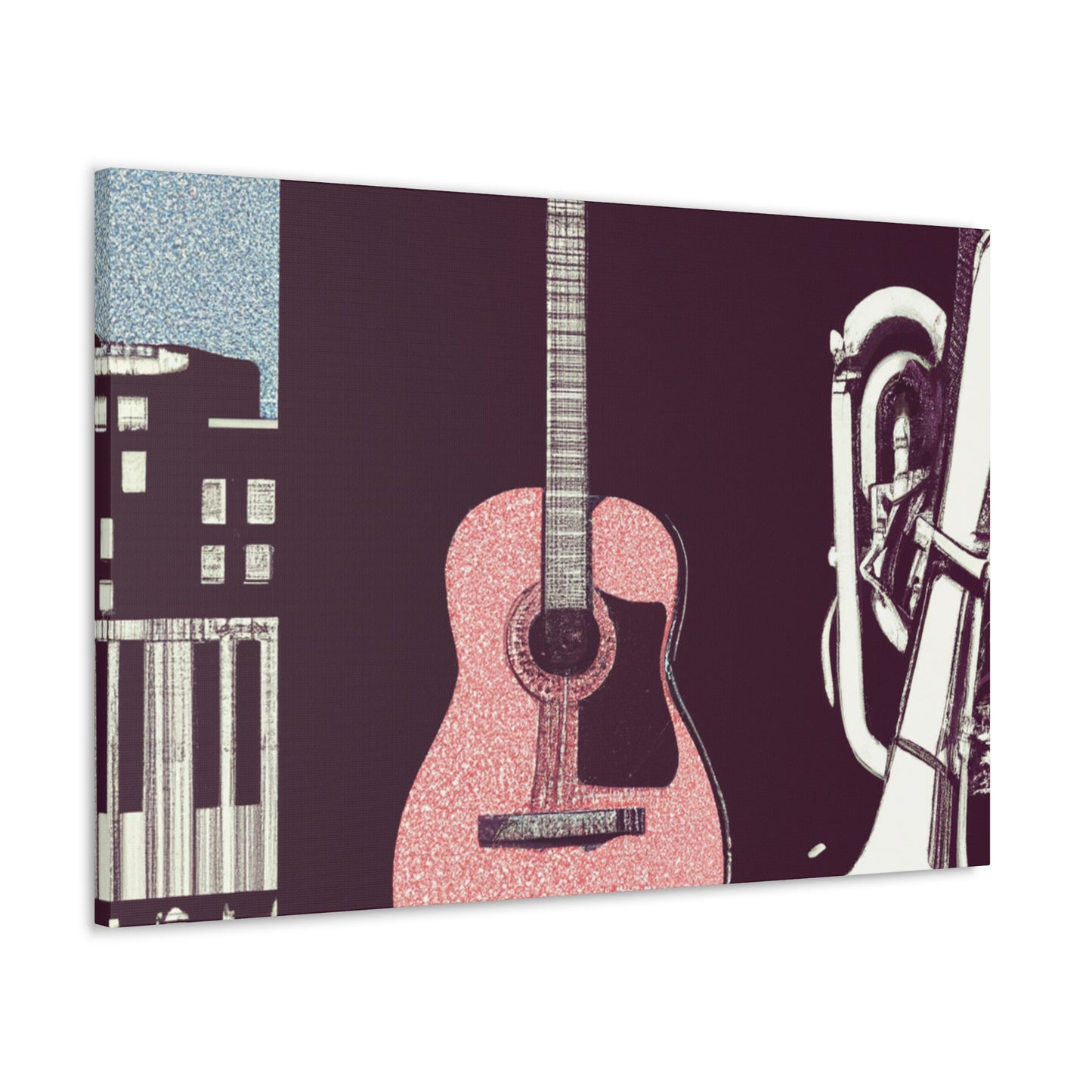Pink Guitar - Retro Music and Film Canvas