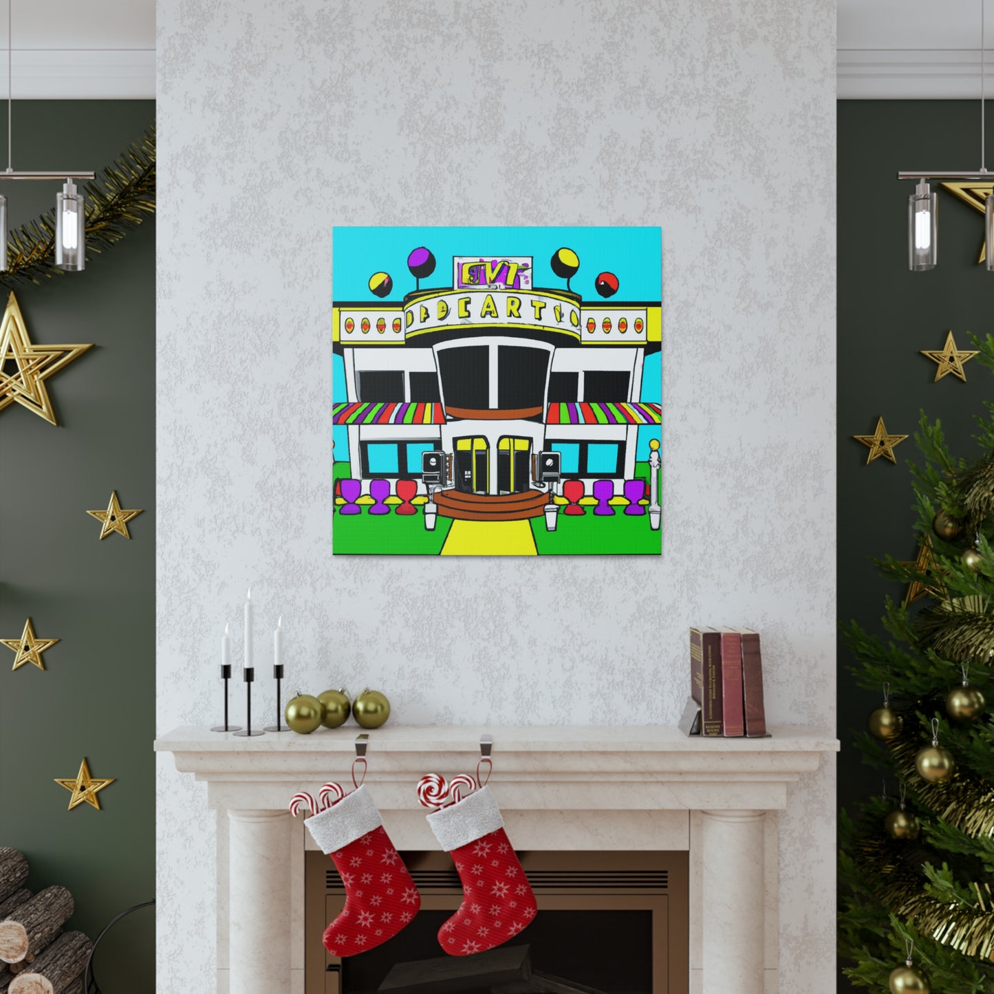 Rock-A-Boogie Drive-In Dance Hall - Architectural Canvas Pop Art