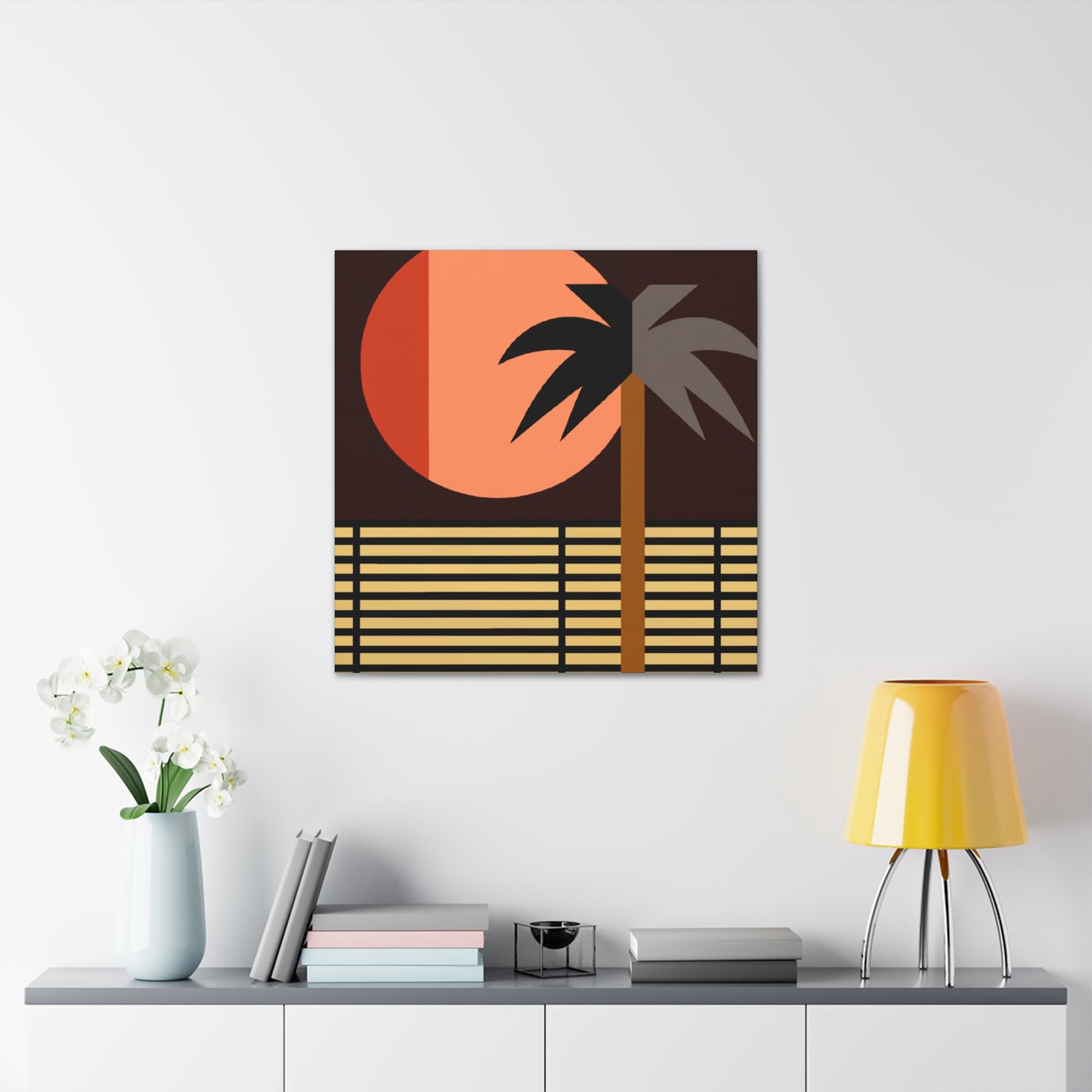 Moonlit Palm- Midcentury Canvas