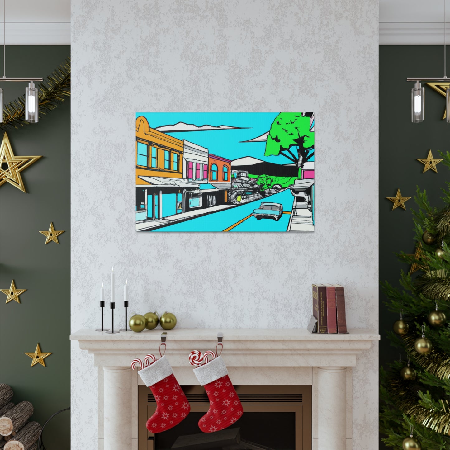 Aqua Western Lane - Architectural Canvas Pop Art