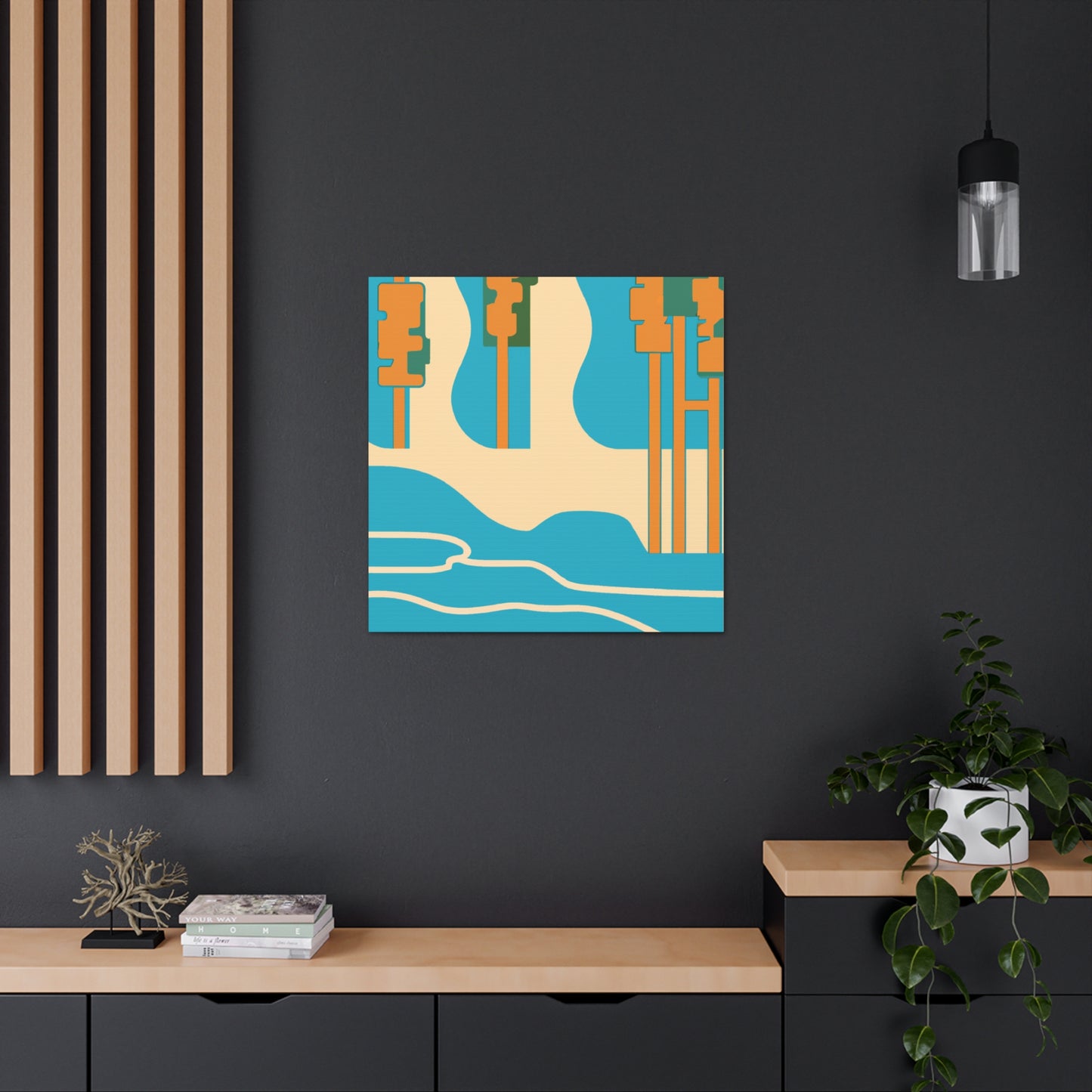 Temple River - Midcentury Canvas