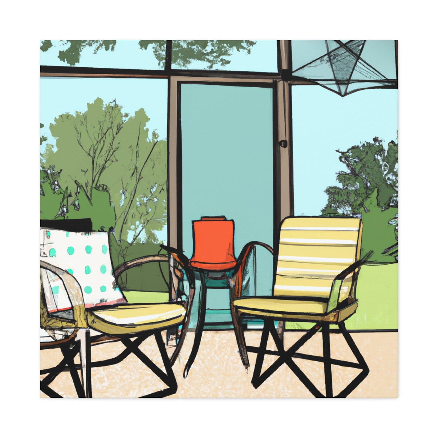 Vibrant Seagull- Midcentury - Canvas