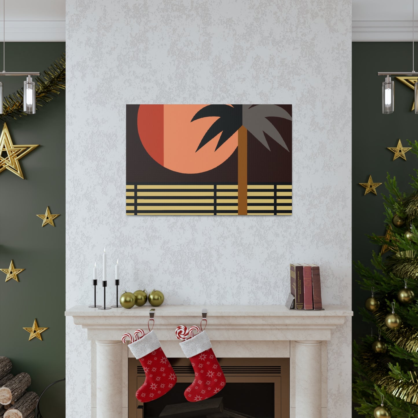 Moonlit Palm- Midcentury Canvas