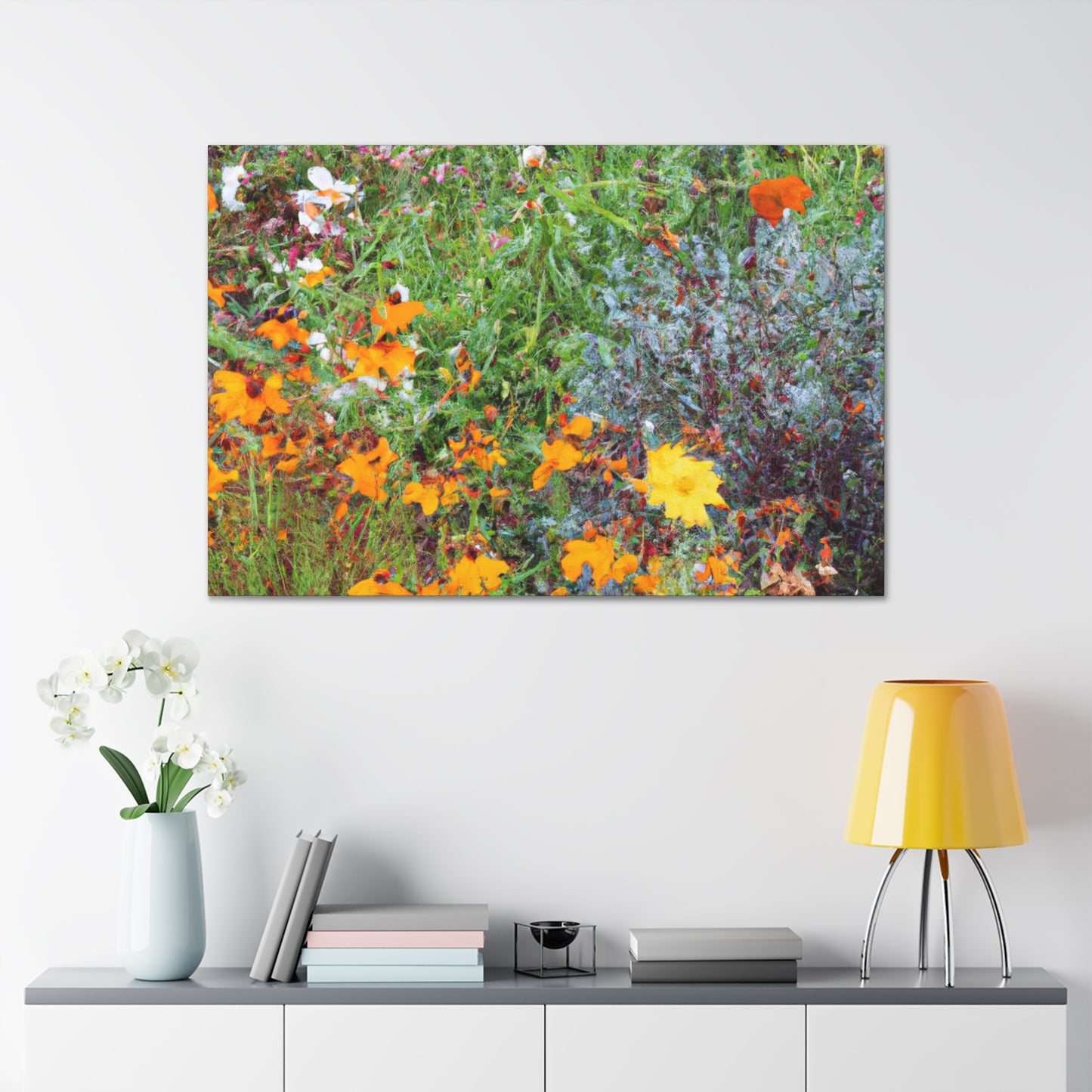 Garden Buzz; A Swarm of Colorful Blooms. - Floral Canvas