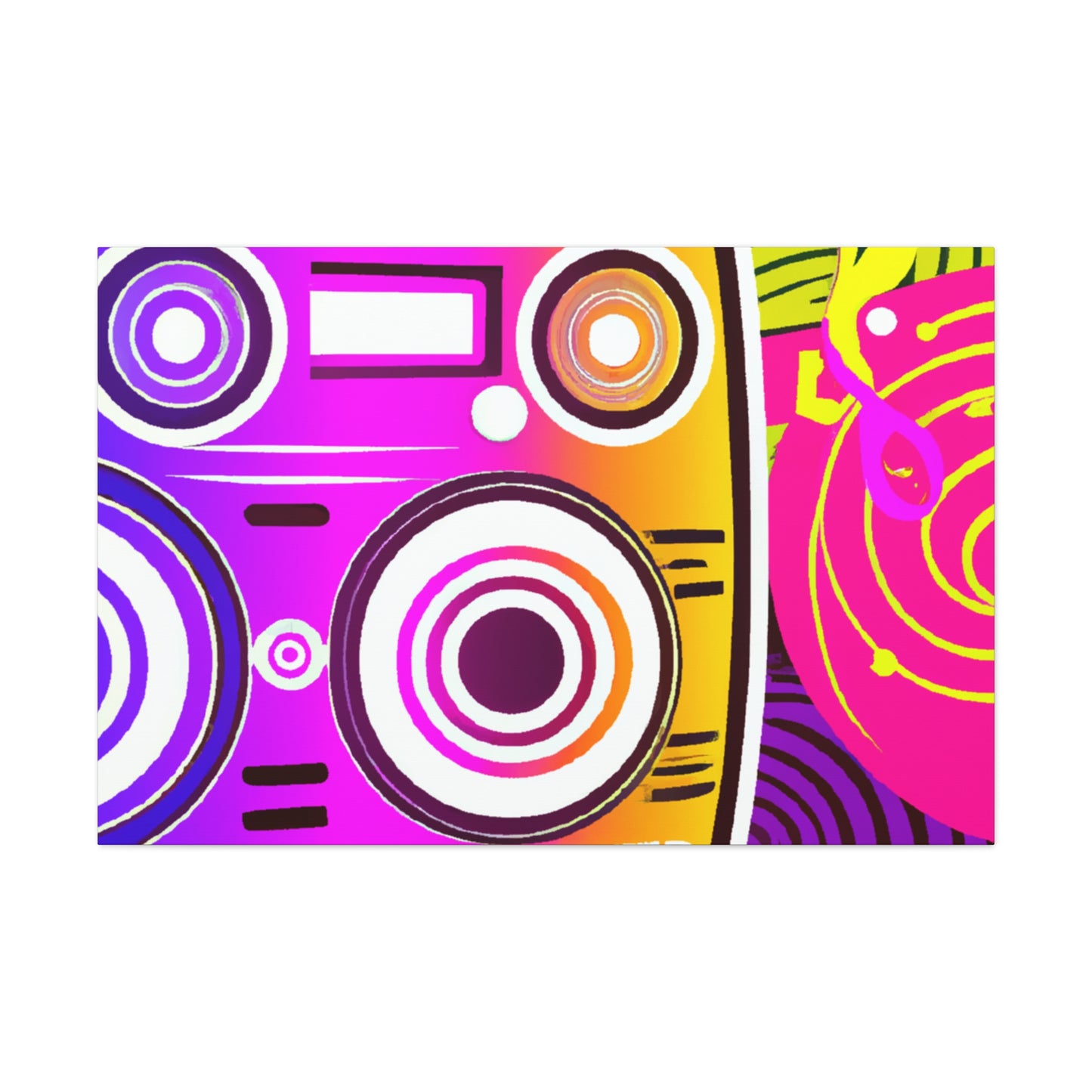 Neon Boombox -Retro Music and Film Canvas