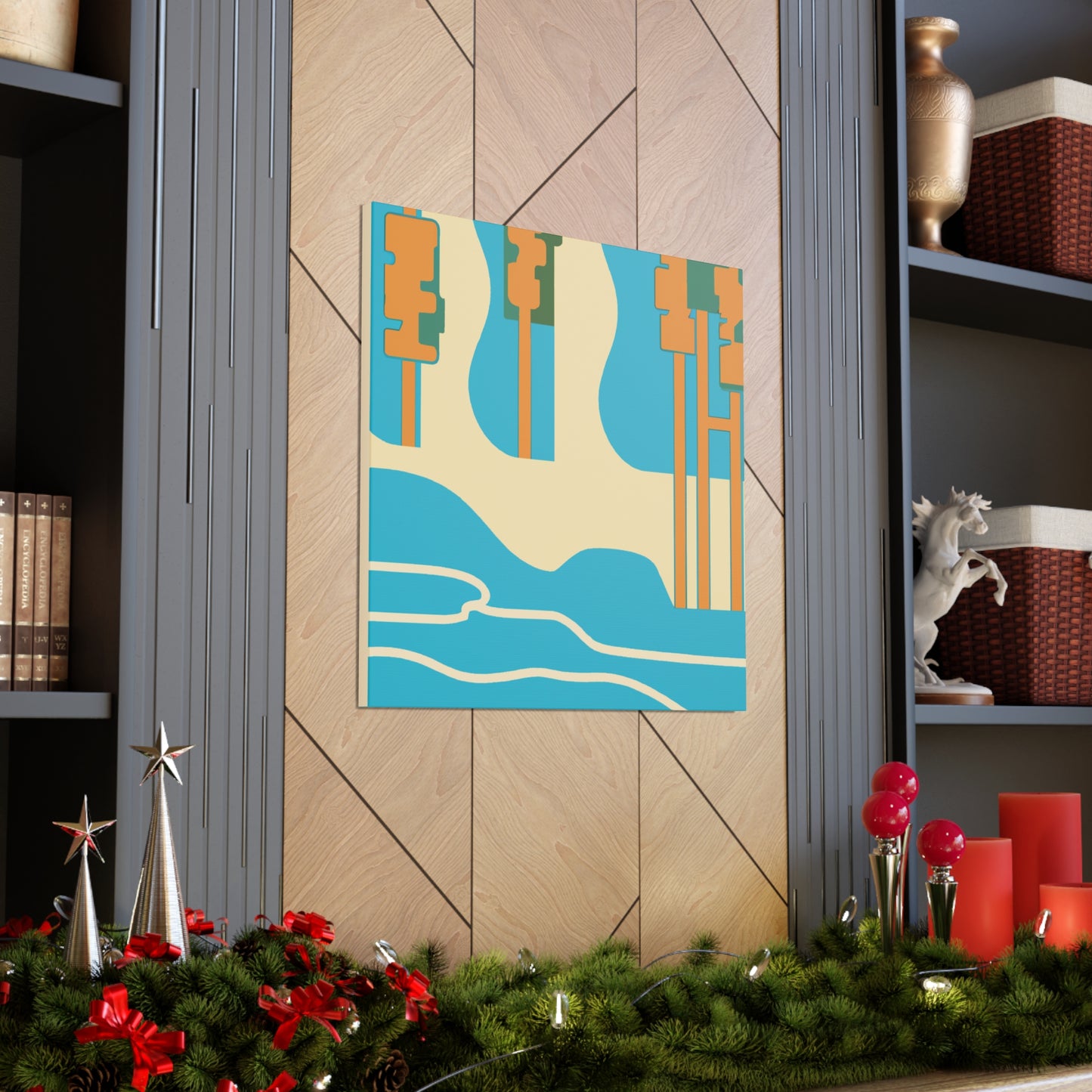 Temple River - Midcentury Canvas