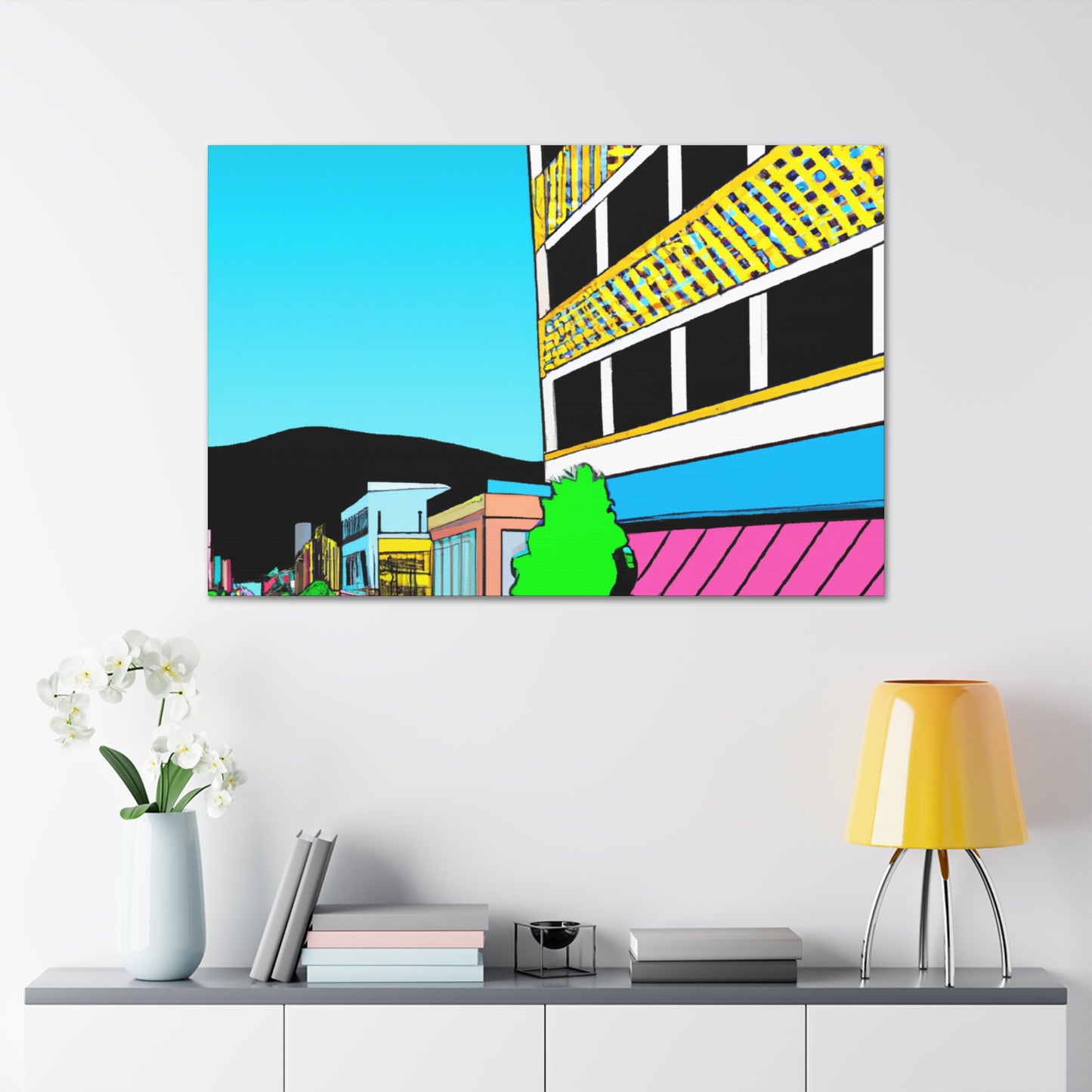 Retro-Vision Avenue - Architectural Canvas Pop Art