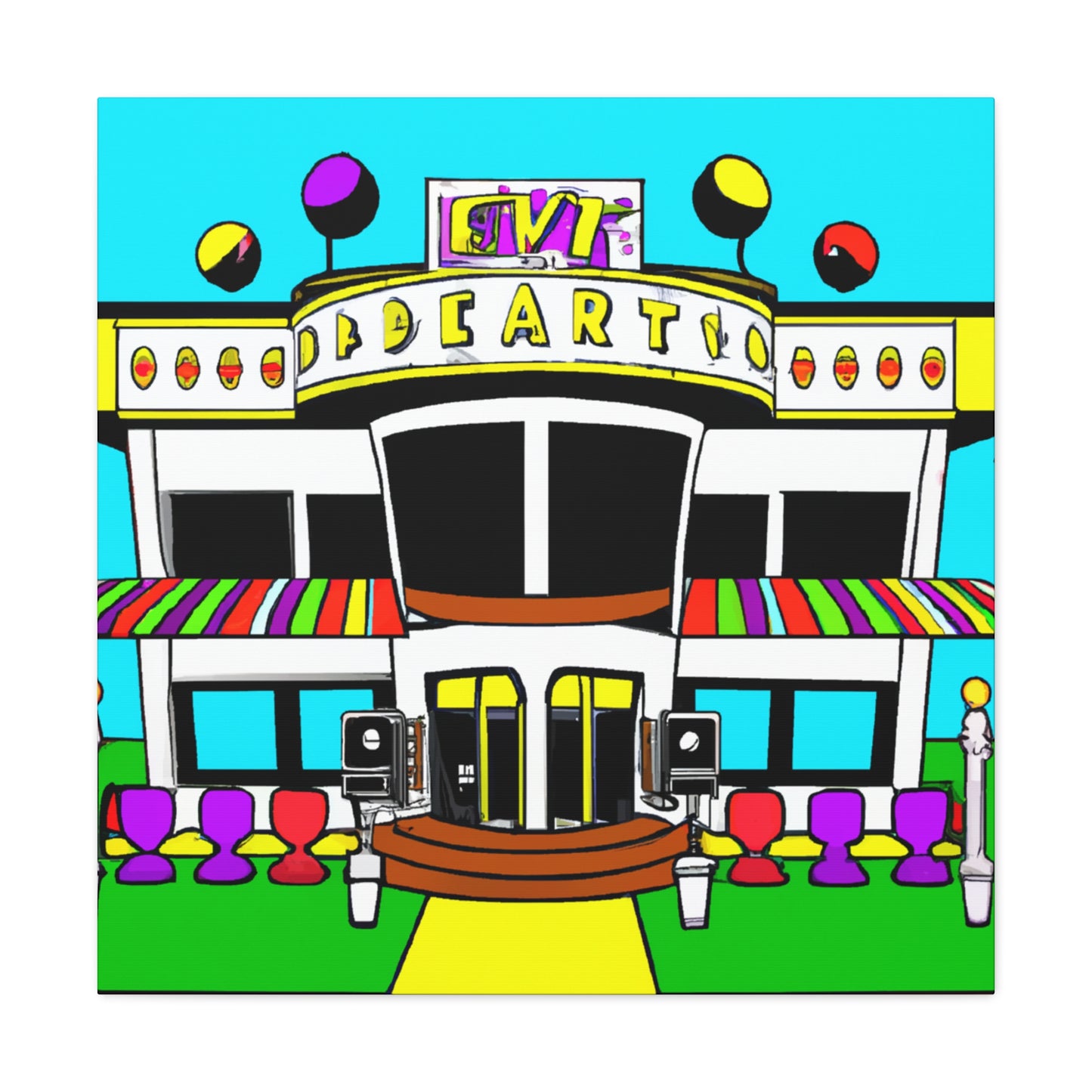 Rock-A-Boogie Drive-In Dance Hall - Architectural Canvas Pop Art