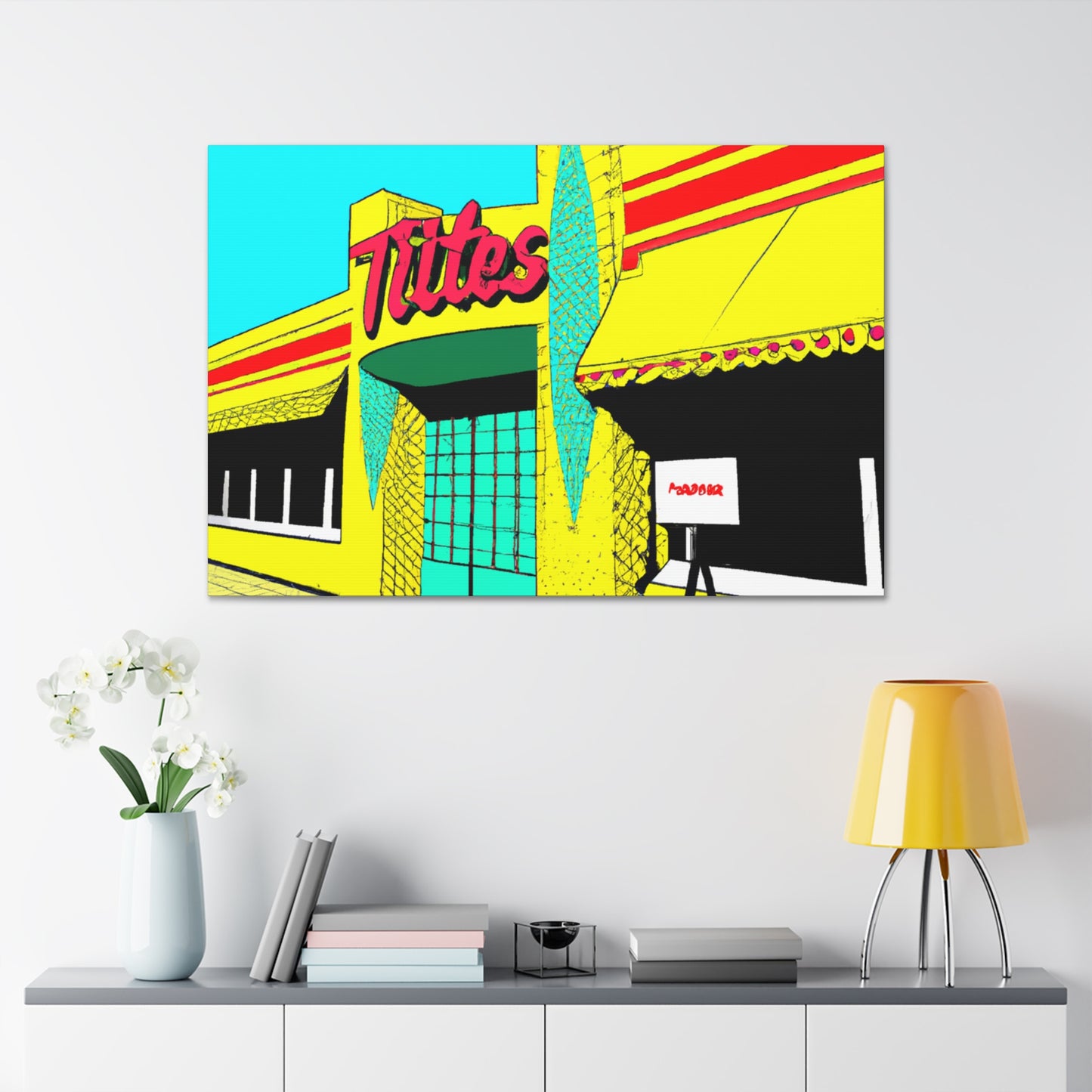 "Happy Wheels Tire Shop." - Canvas - Pop Art