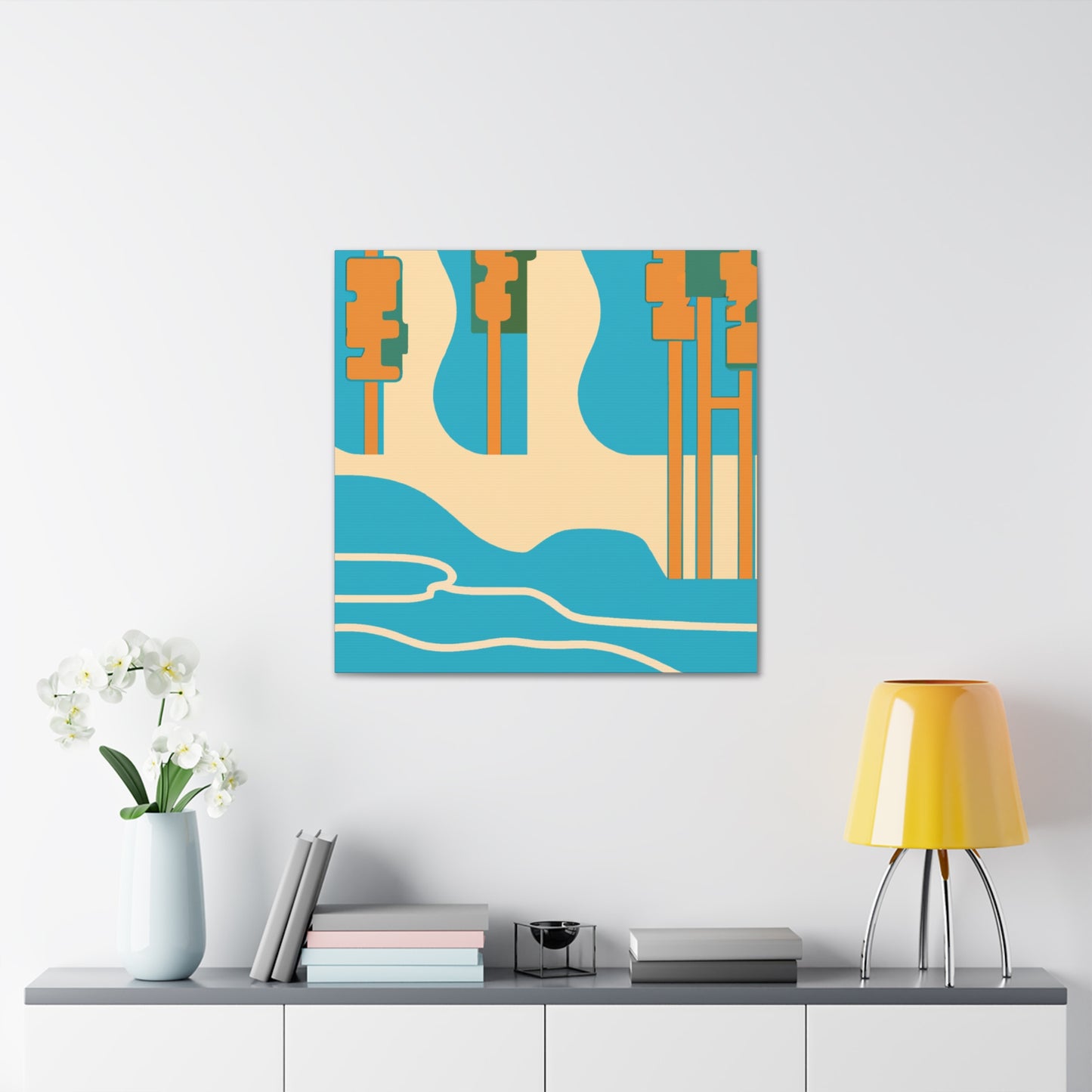 Temple River - Midcentury Canvas