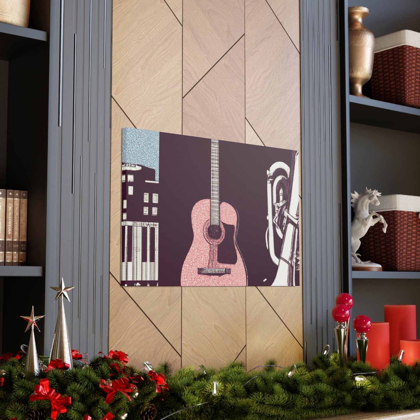 Pink Guitar - Retro Music and Film Canvas