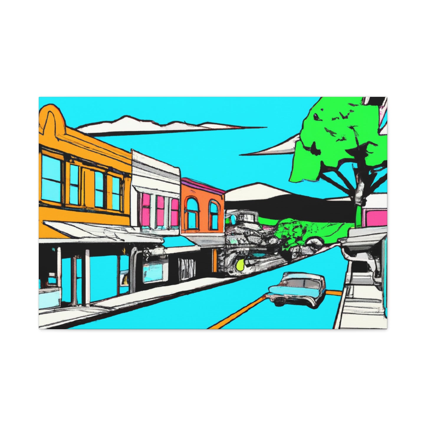 Aqua Western Lane - Architectural Canvas Pop Art
