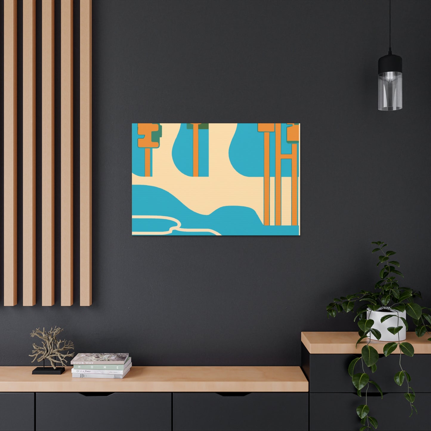 Temple River - Midcentury Canvas