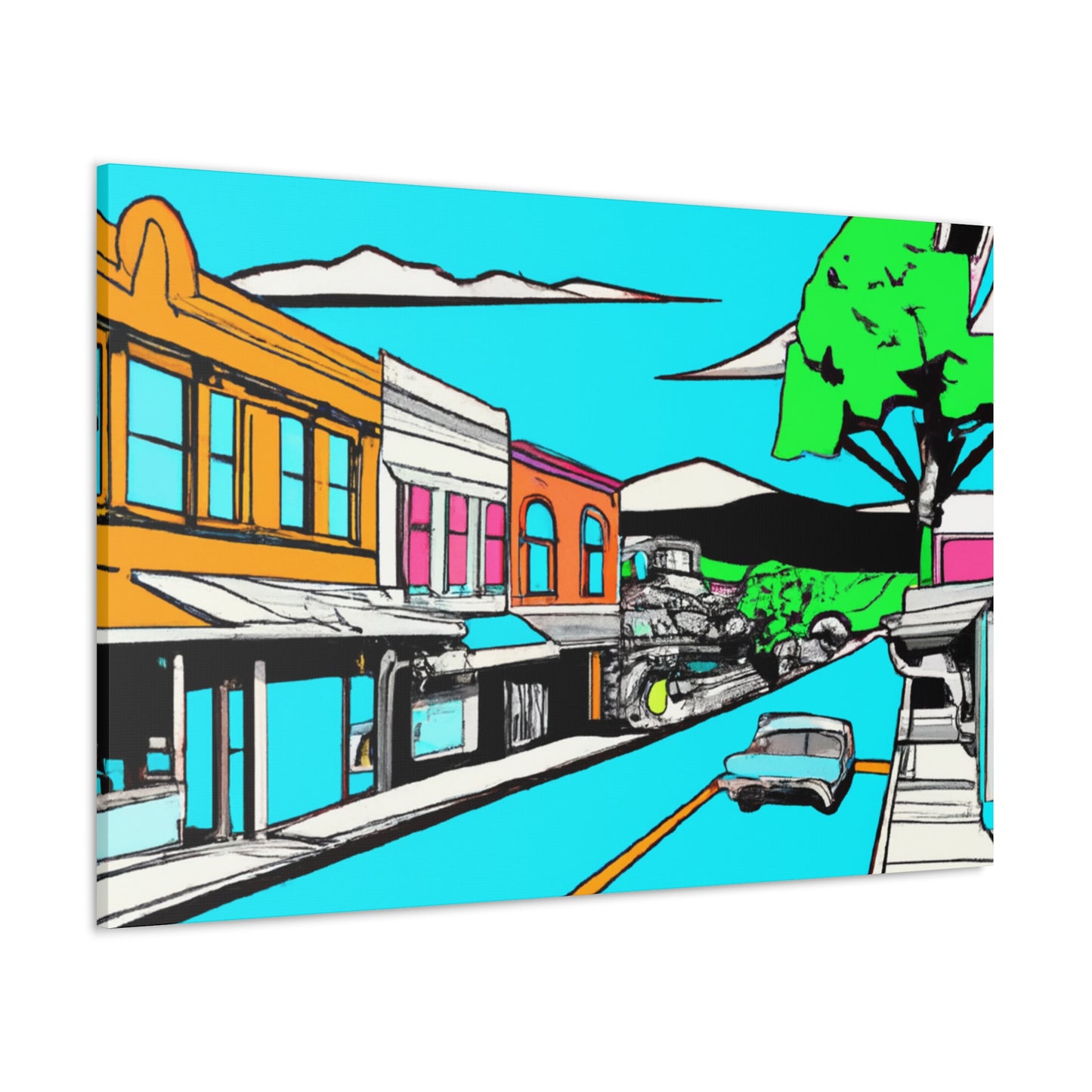 Aqua Western Lane - Architectural Canvas Pop Art