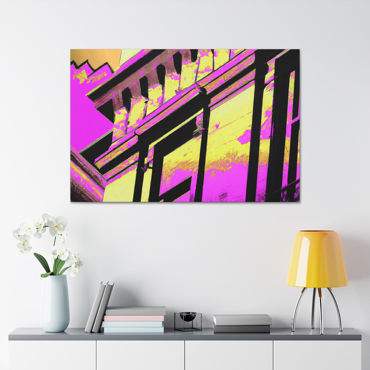The Galaxy Gate: An Art Deco inspired monument showcasing a reflective archway set deep in a vault of sparkling stars. - Canvas
