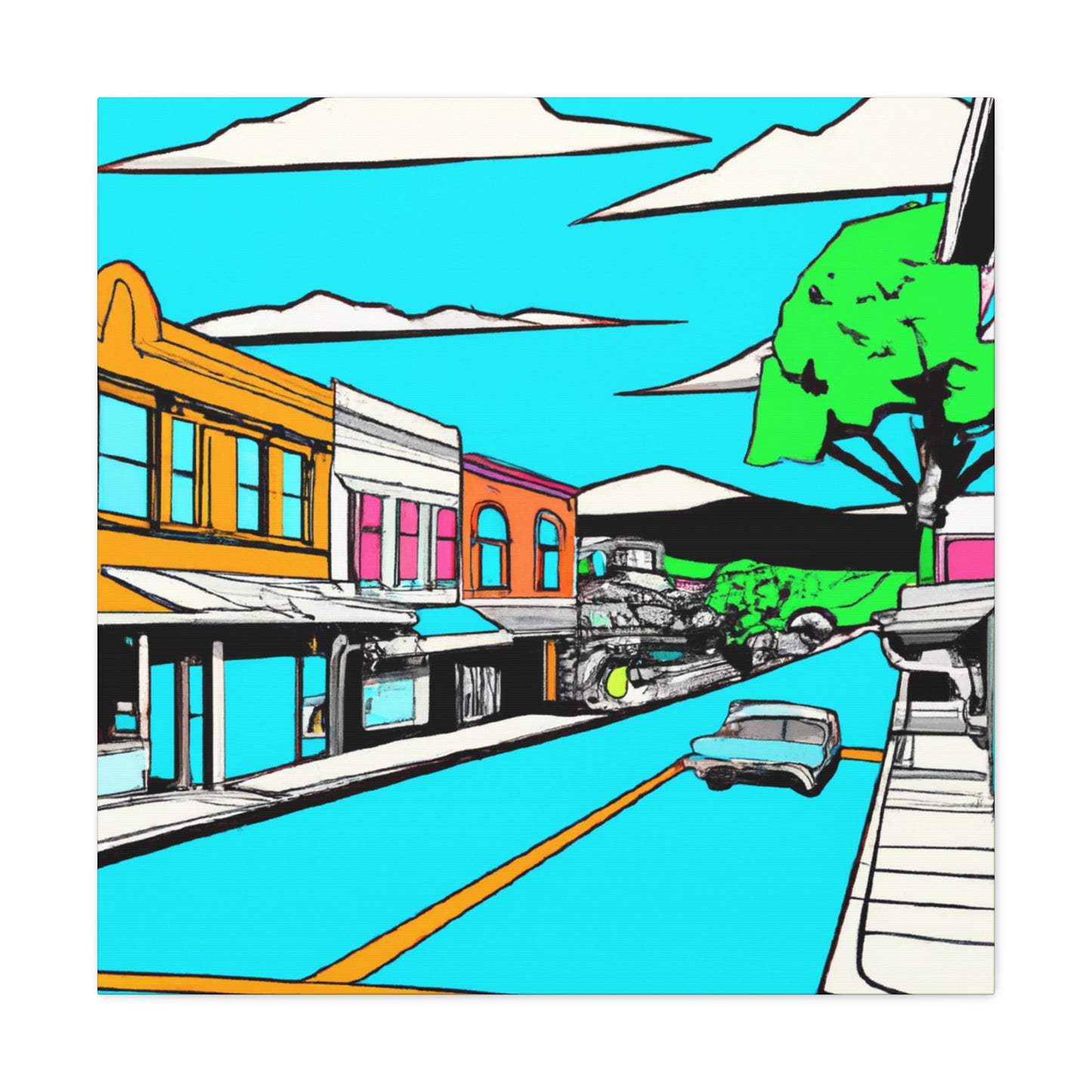 Aqua Western Lane - Architectural Canvas Pop Art
