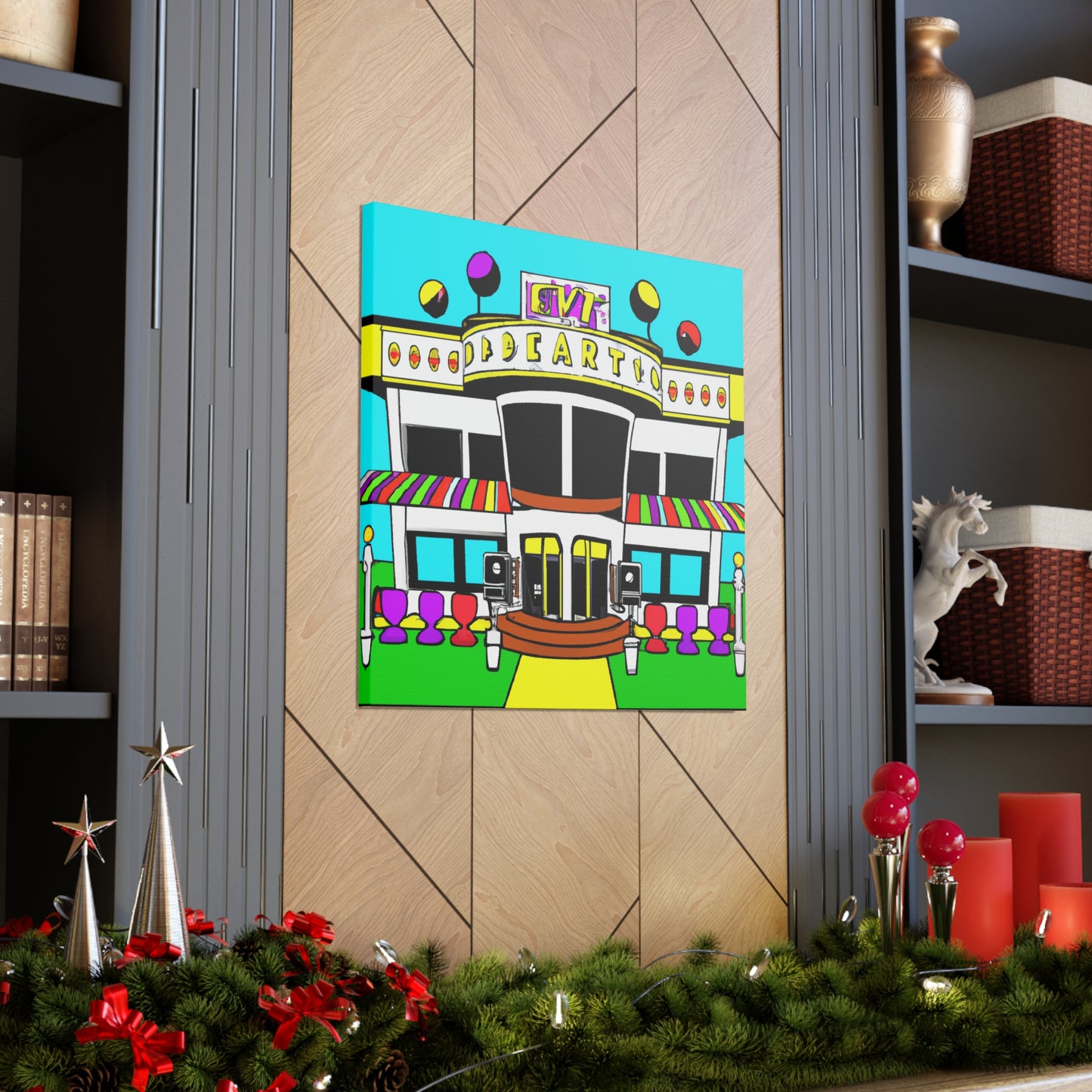 Rock-A-Boogie Drive-In Dance Hall - Architectural Canvas Pop Art