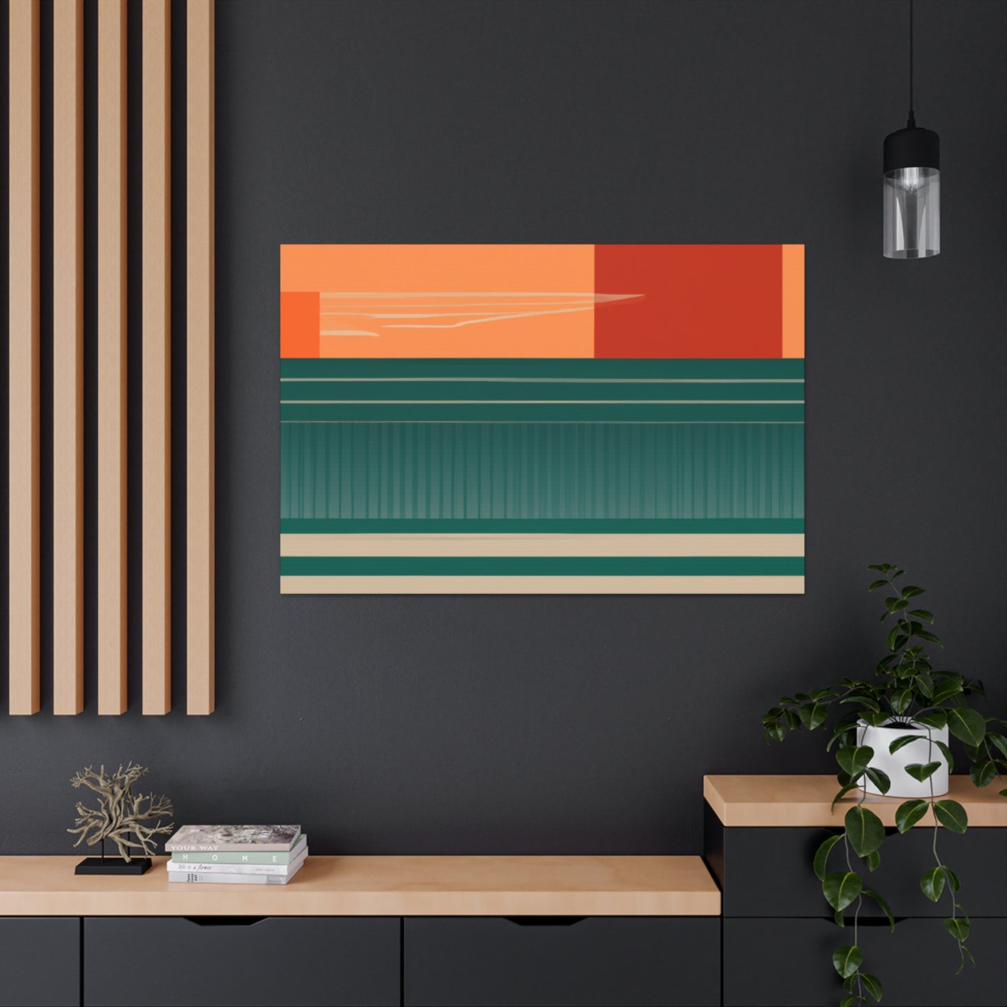 Crimson-Clawed Coyote - Midcentury Canvas