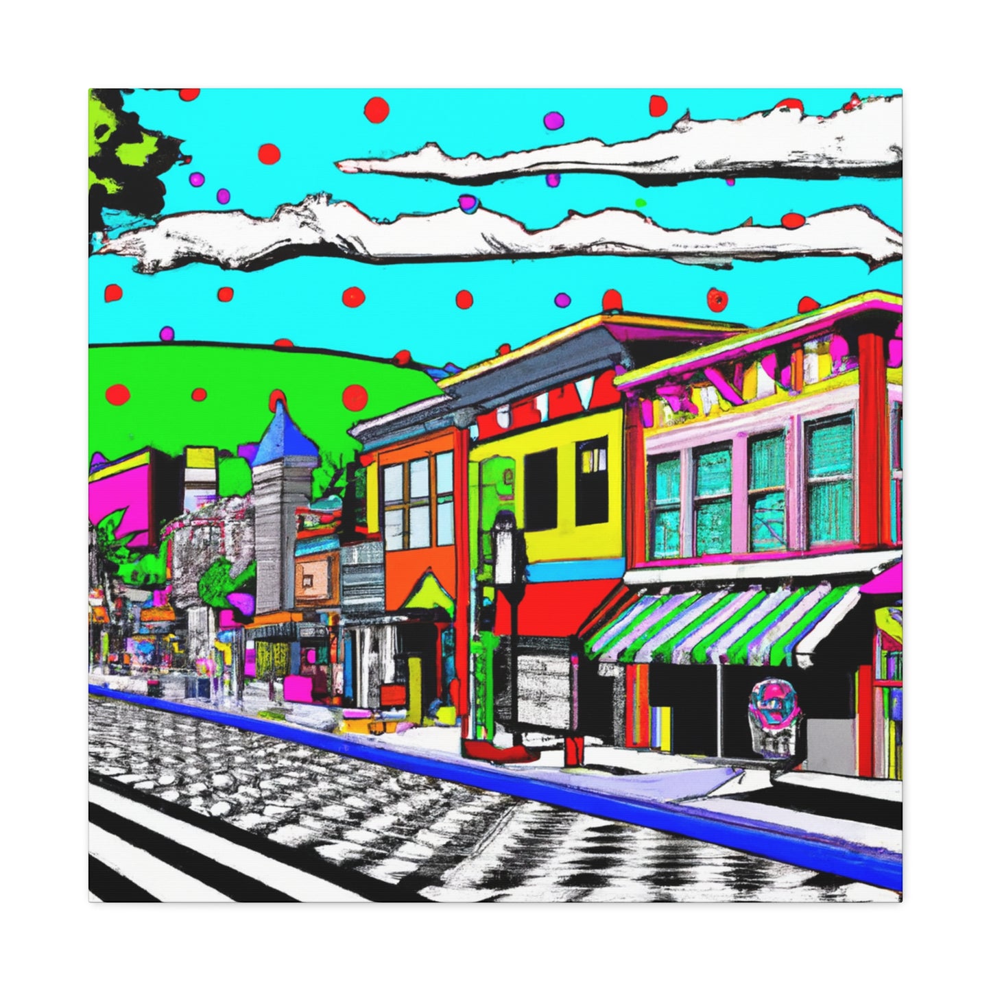 Holiday Street - Architectural Canvas Pop Art