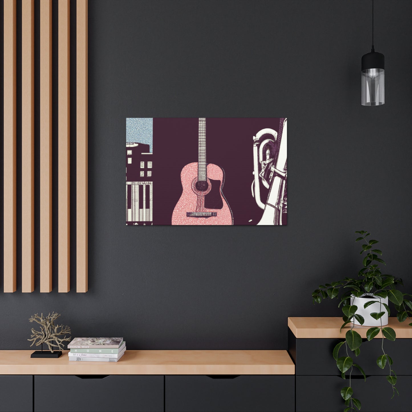 Pink Guitar - Retro Music and Film Canvas