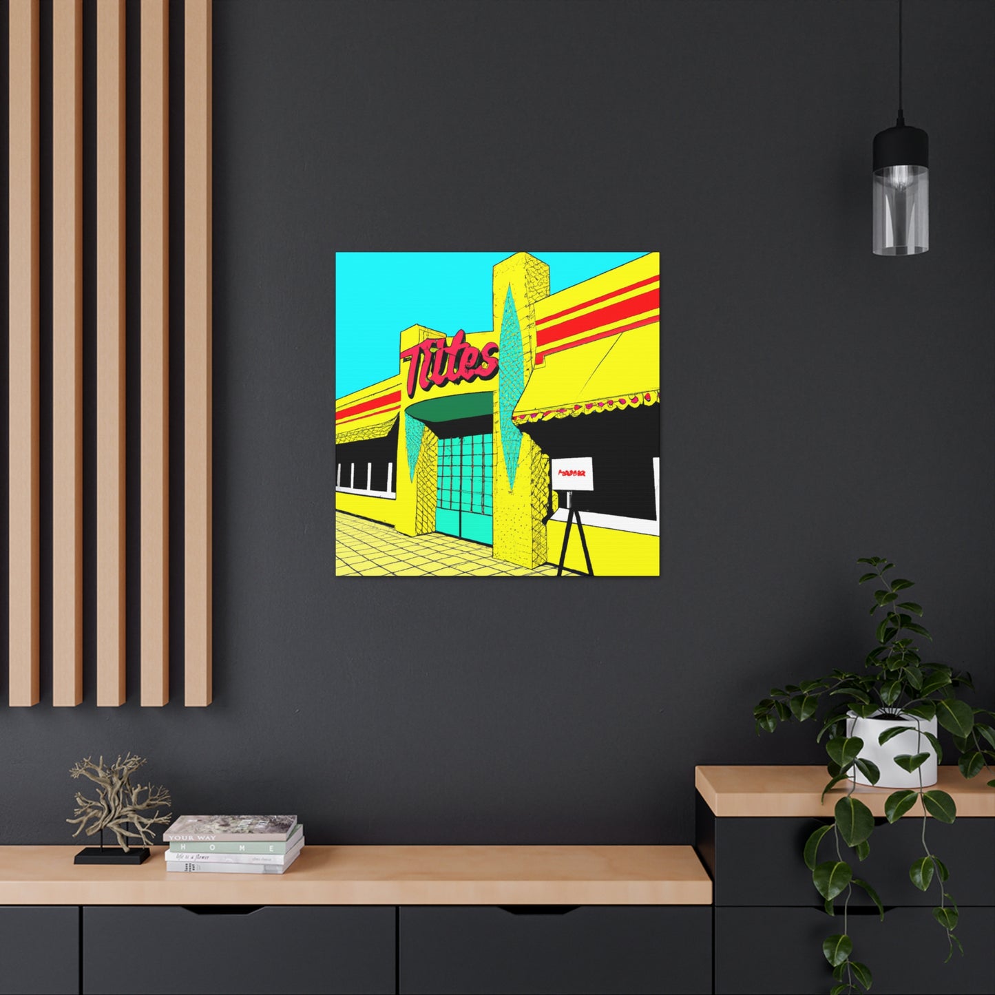 "Happy Wheels Tire Shop." - Canvas - Pop Art