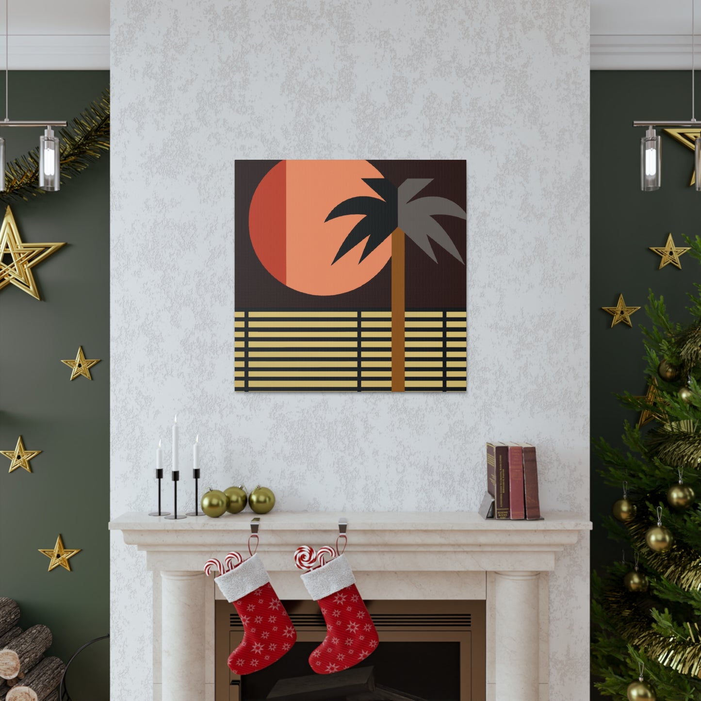 Moonlit Palm- Midcentury Canvas