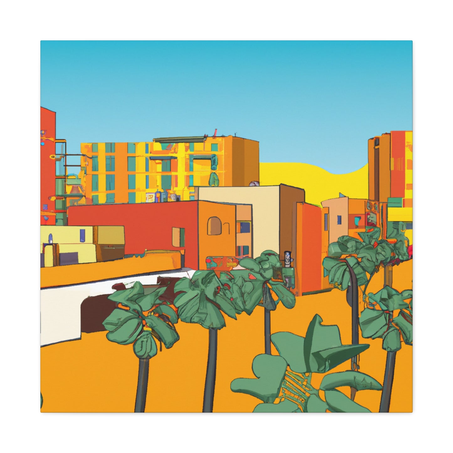 Orange Road Oasis - Architectural - Canvas