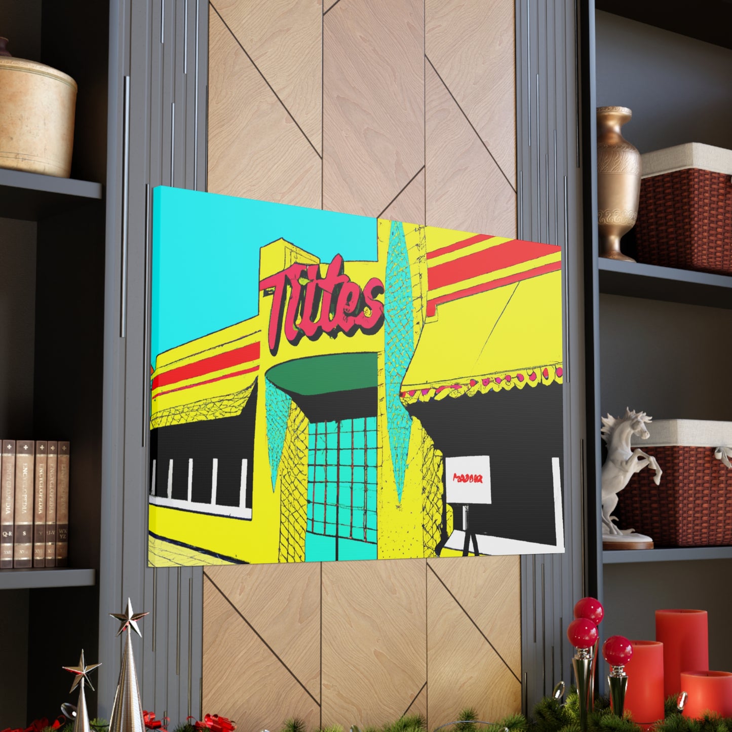 "Happy Wheels Tire Shop." - Canvas - Pop Art