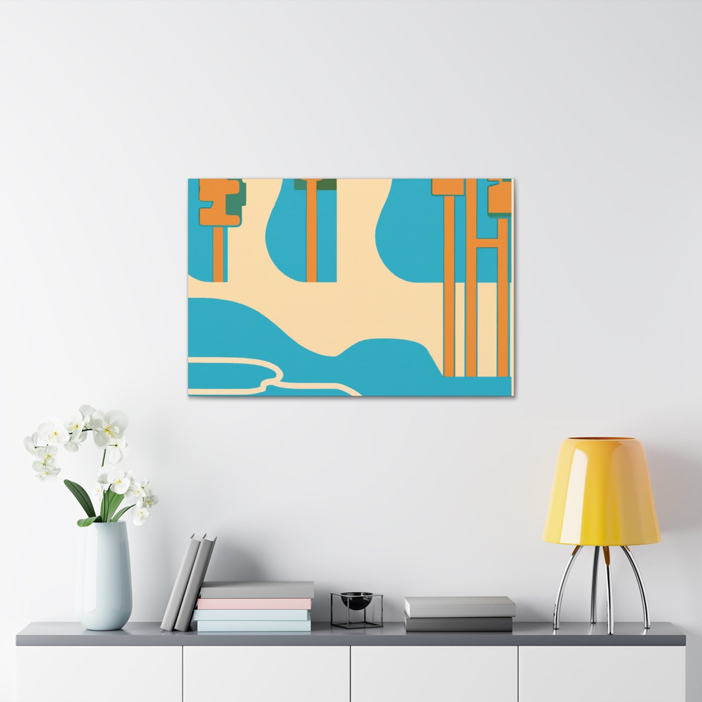 Temple River - Midcentury Canvas